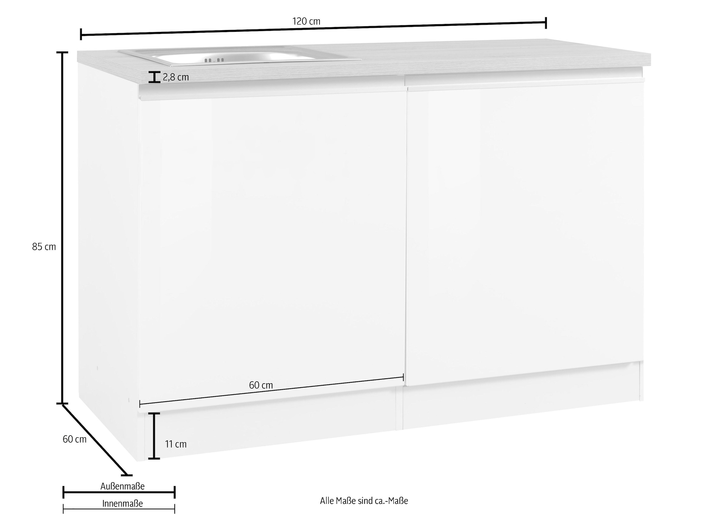 HELD MÖBEL Spülenschrank »Ohio«, Breite 120 cm, mit Tür/Sockel für  Geschirrspüler auf Raten bestellen