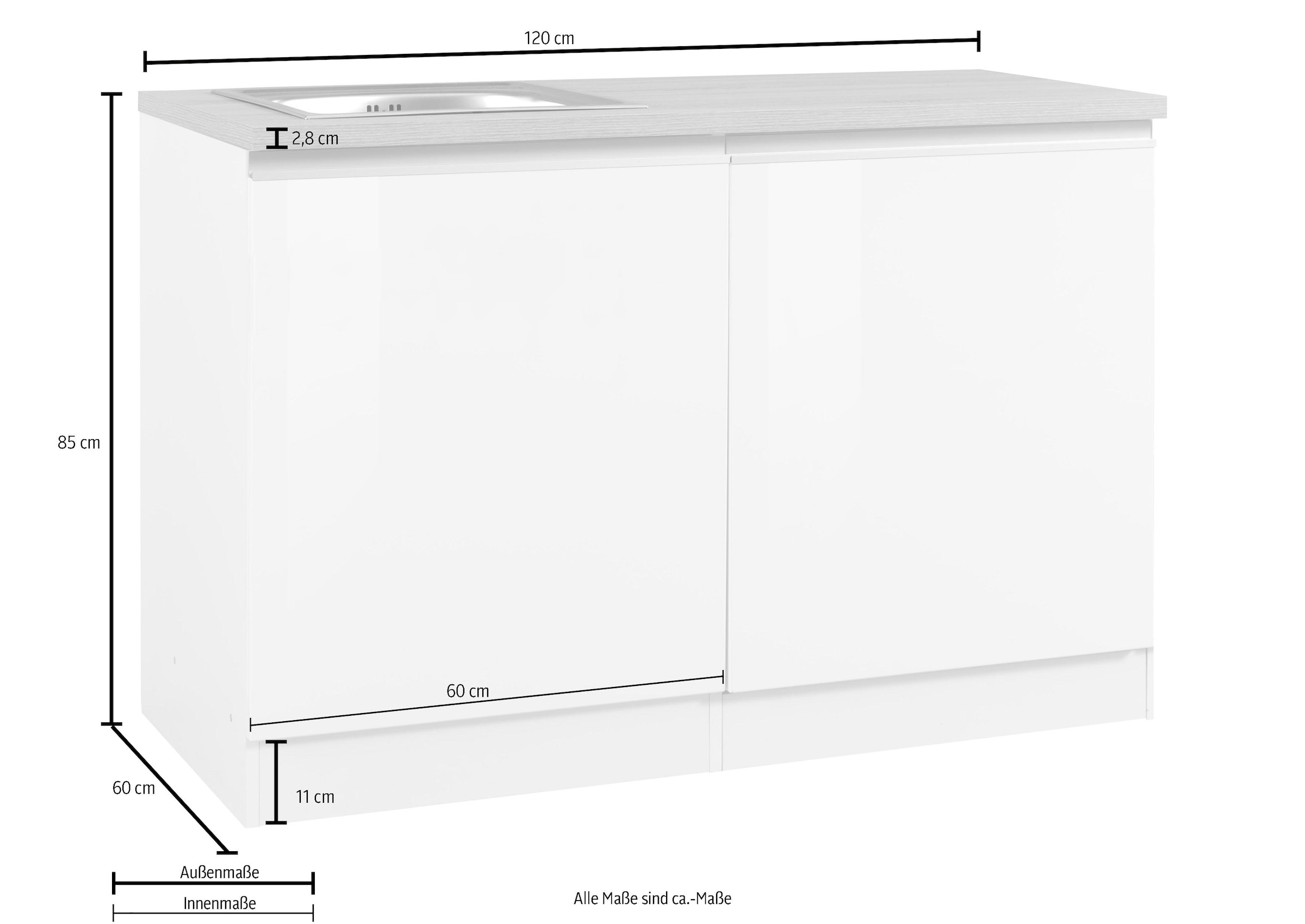 HELD MÖBEL Spülenschrank »Ohio«, Breite für bestellen auf mit Tür/Sockel 120 cm, Raten Geschirrspüler