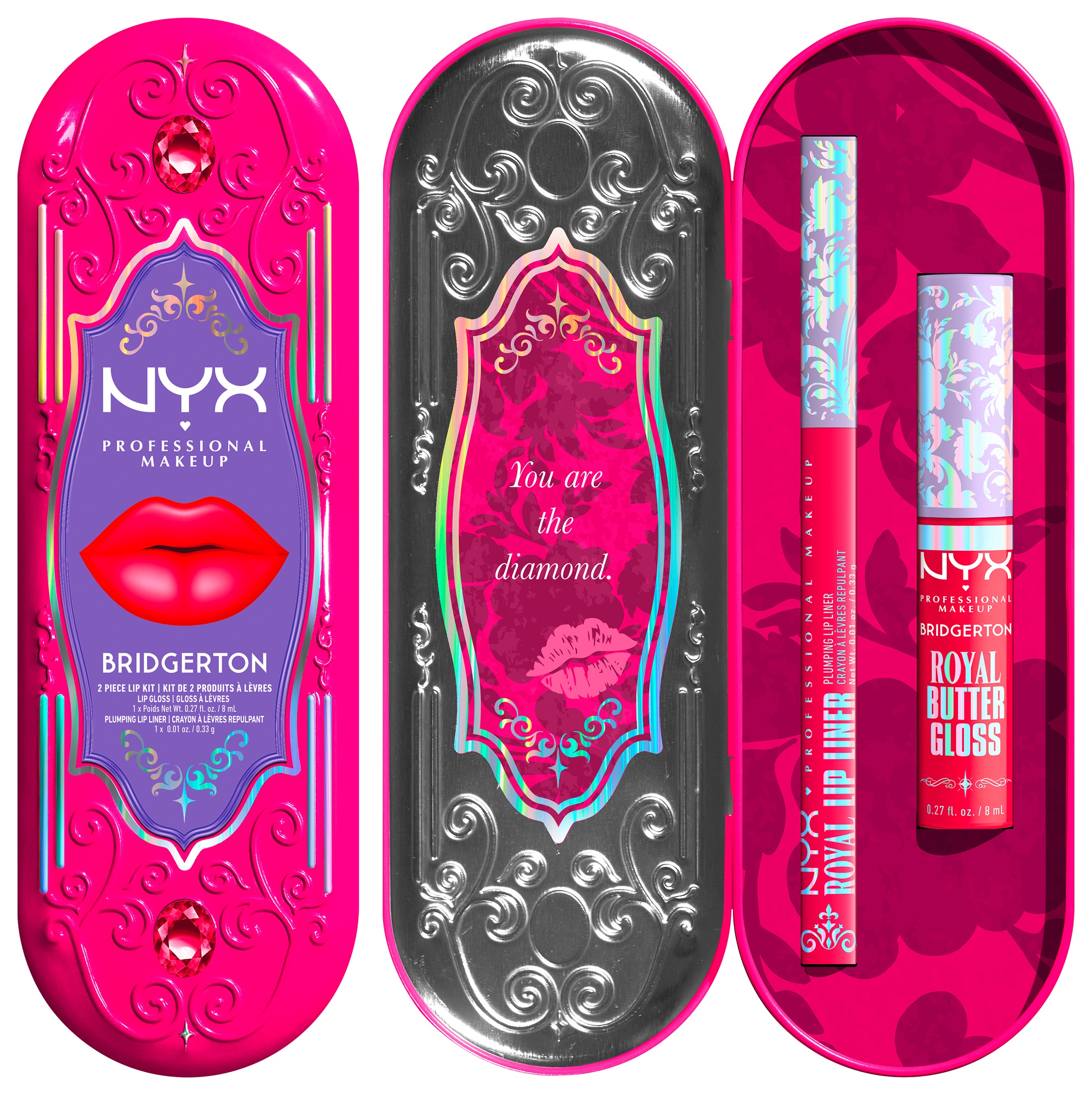 NYX PROFESSIONAL MAKEUP Schmink-Set »BRIDGERTON ROYAL TREASURES LIP KIT« Royal Butter Gloss und Royal Lip Liner