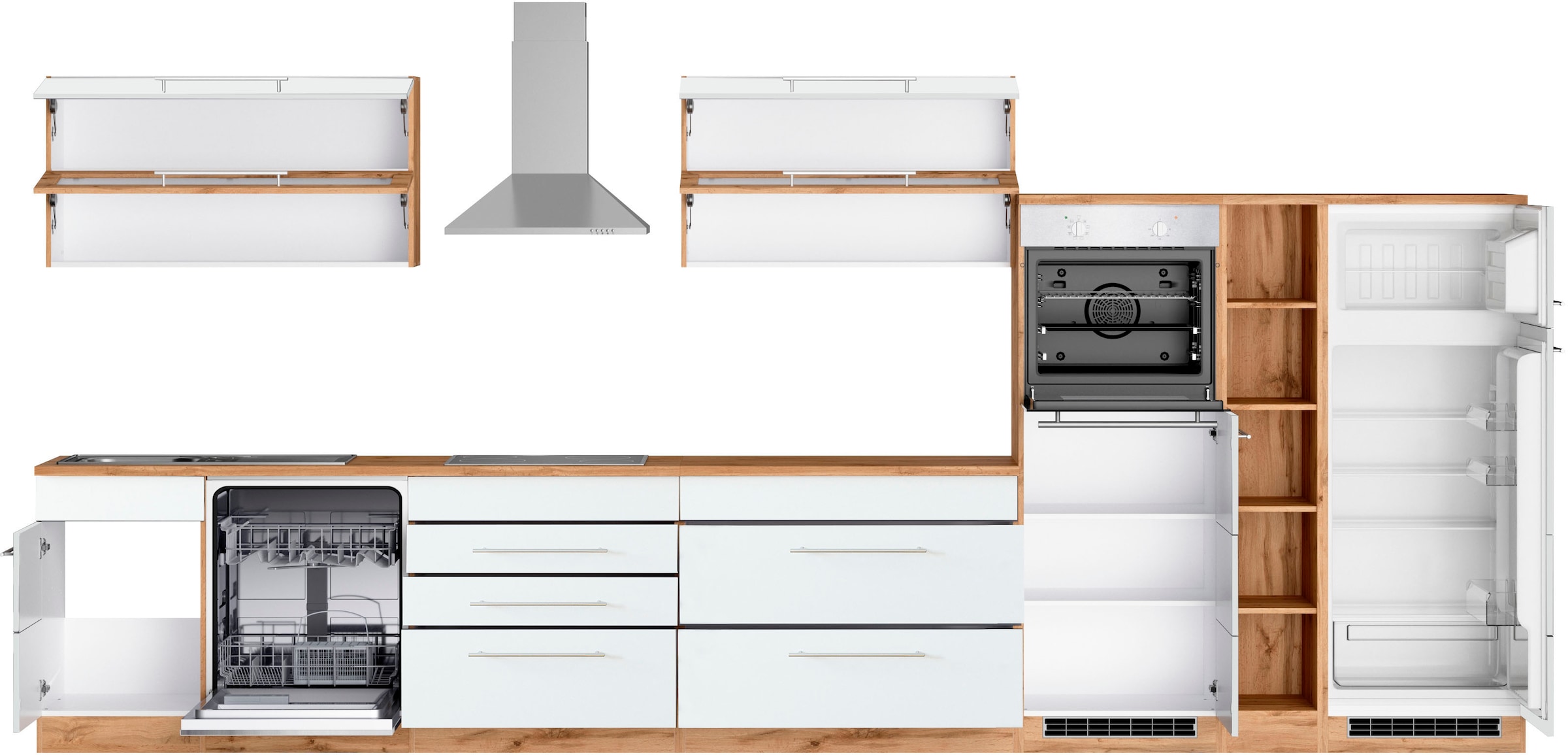 KOCHSTATION Küchenzeile »KS-Wien« Breite 440 cm, wahlweise mit E-Geräten