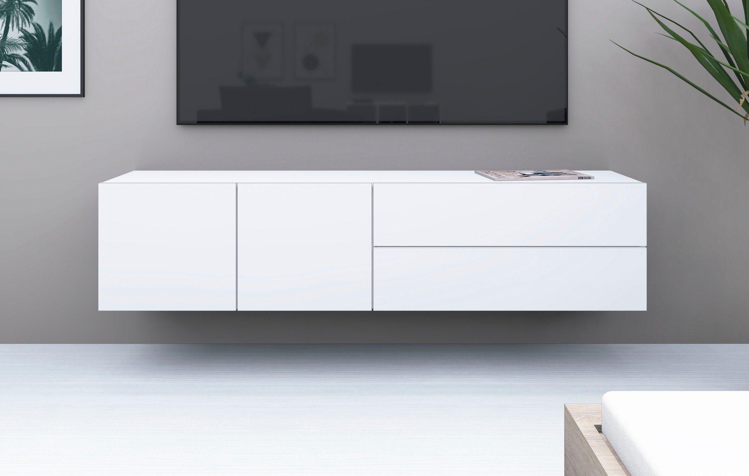 borchardt Möbel Lowboard "Sophia, TV-Schrank Breite 152 cm" 2 Türen und 2 Schubkästen, hängende Montage