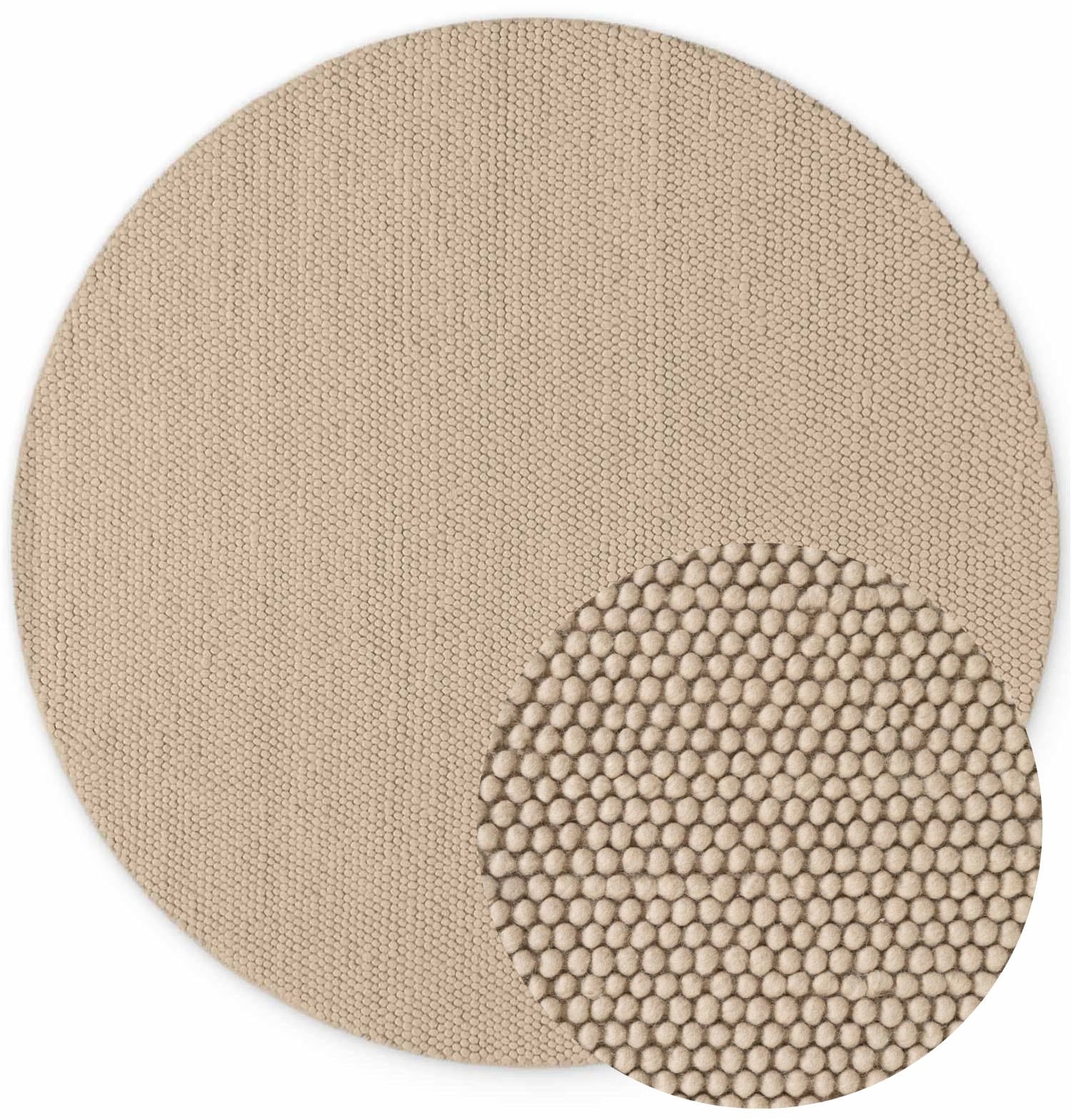 Ted Baker Wollteppich »Diana« rund 16 mm Höhe Wolle, Natur, Handgemacht, Wohnzimmer, Esszimmer, Schlafzimmer, Skandi