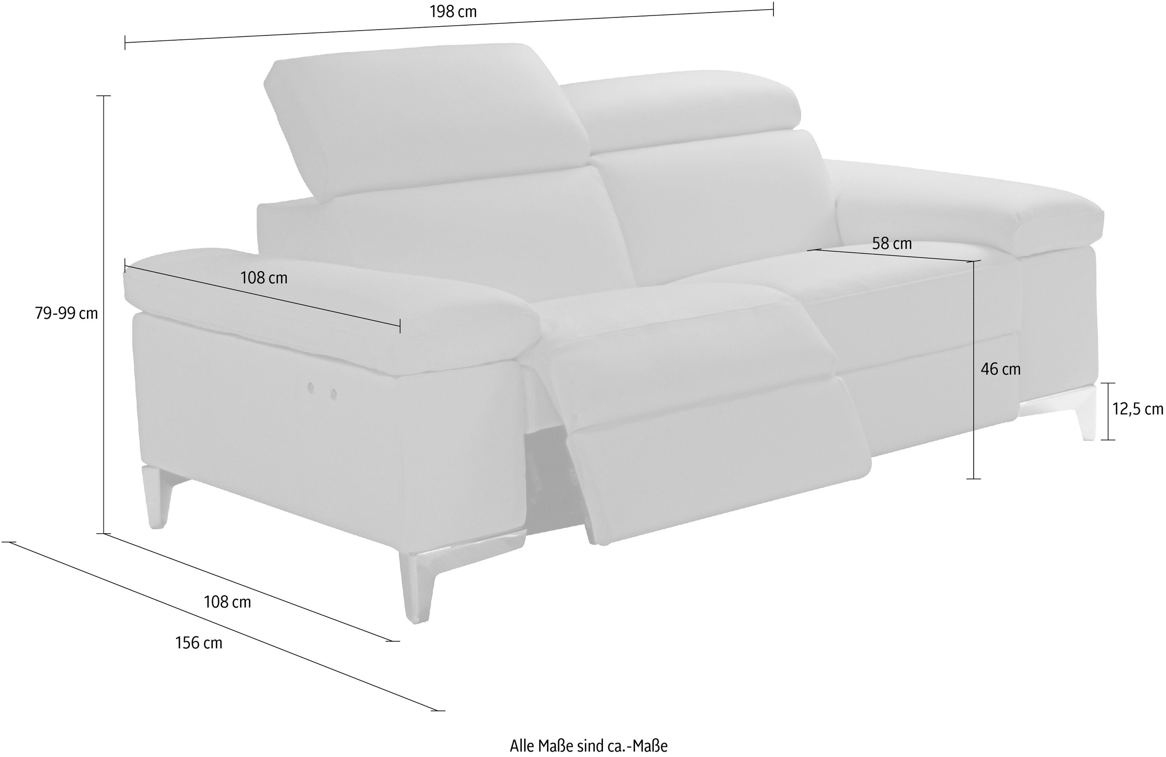 Nicoletti Home 2,5-Sitzer, mit Kopfteilverstellung, mit oder ohne elektrischer Relaxfunktion