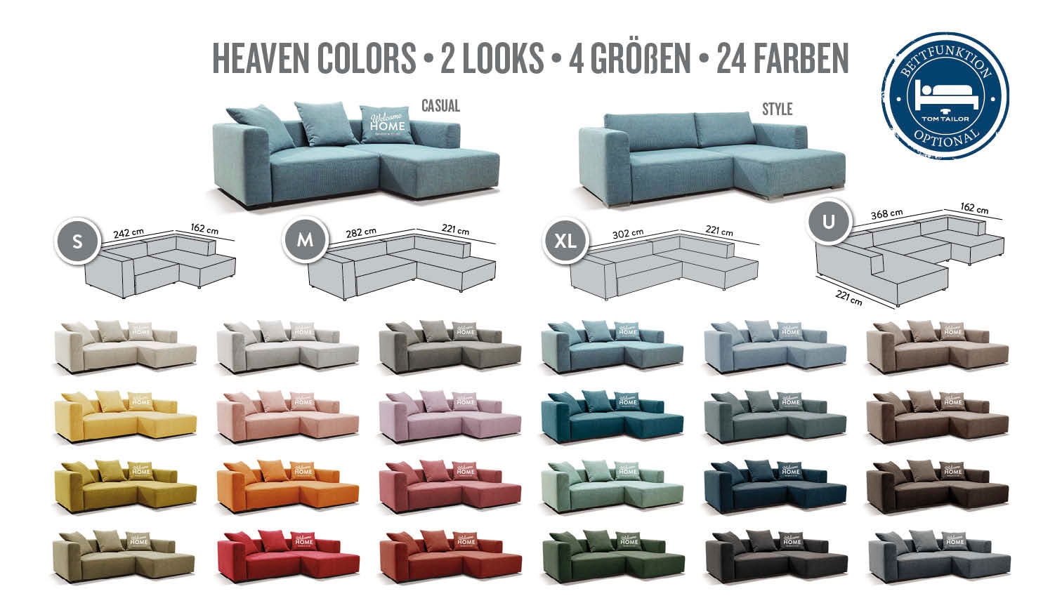 TOM TAILOR HOME Hockerbank »HEAVEN CASUAL/STYLE«, aus der COLORS COLLECTION, Breite 109 cm