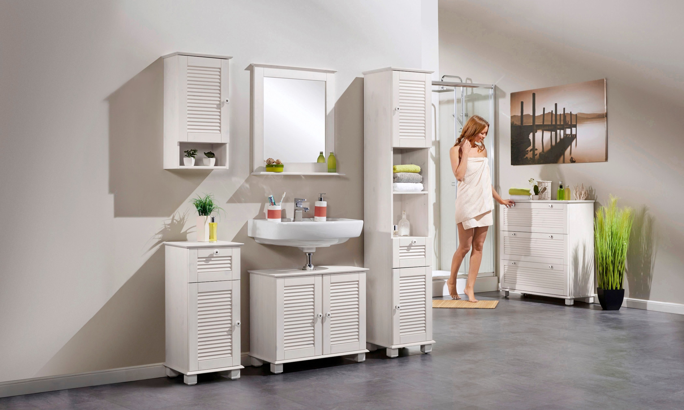 welltime Badspiegel »Venezia Landhaus/Sund«, Breite 58 cm, aus Massivholz