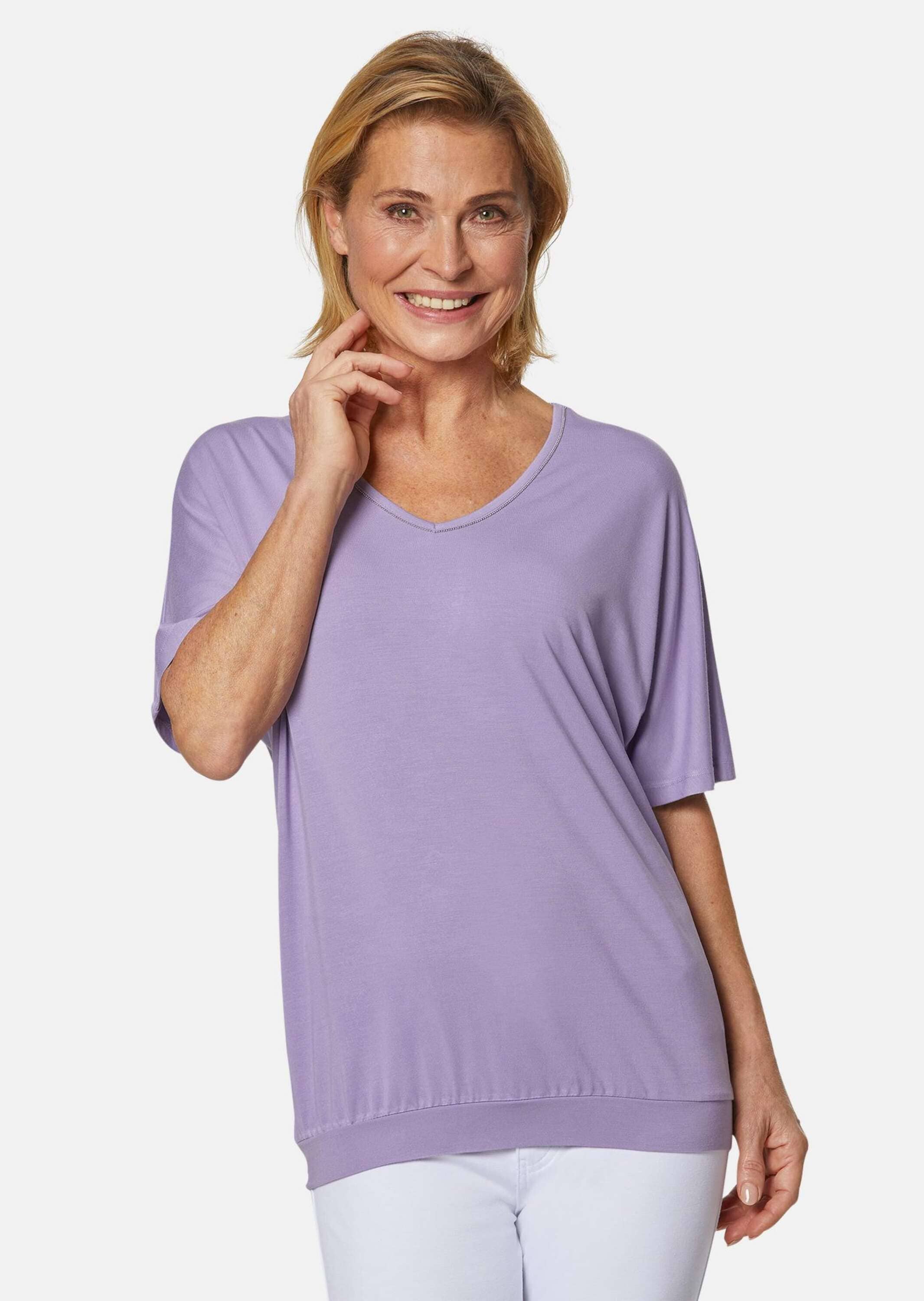GOLDNER Langarm-Poloshirt »Shirt mit V-Ausschnitt Shirt mit V-Ausschnitt«