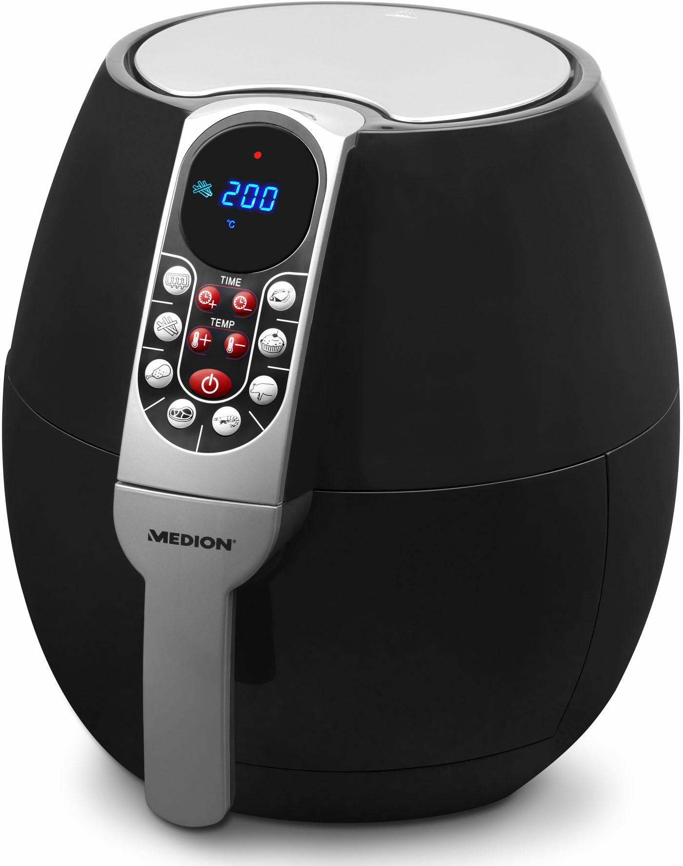 mit Garantie 1700 Heißluftfritteuse Medion® 3 Automatikprogramme, W, XXL Bedieneinheit »MD 8 digitale Jahren 10532«,