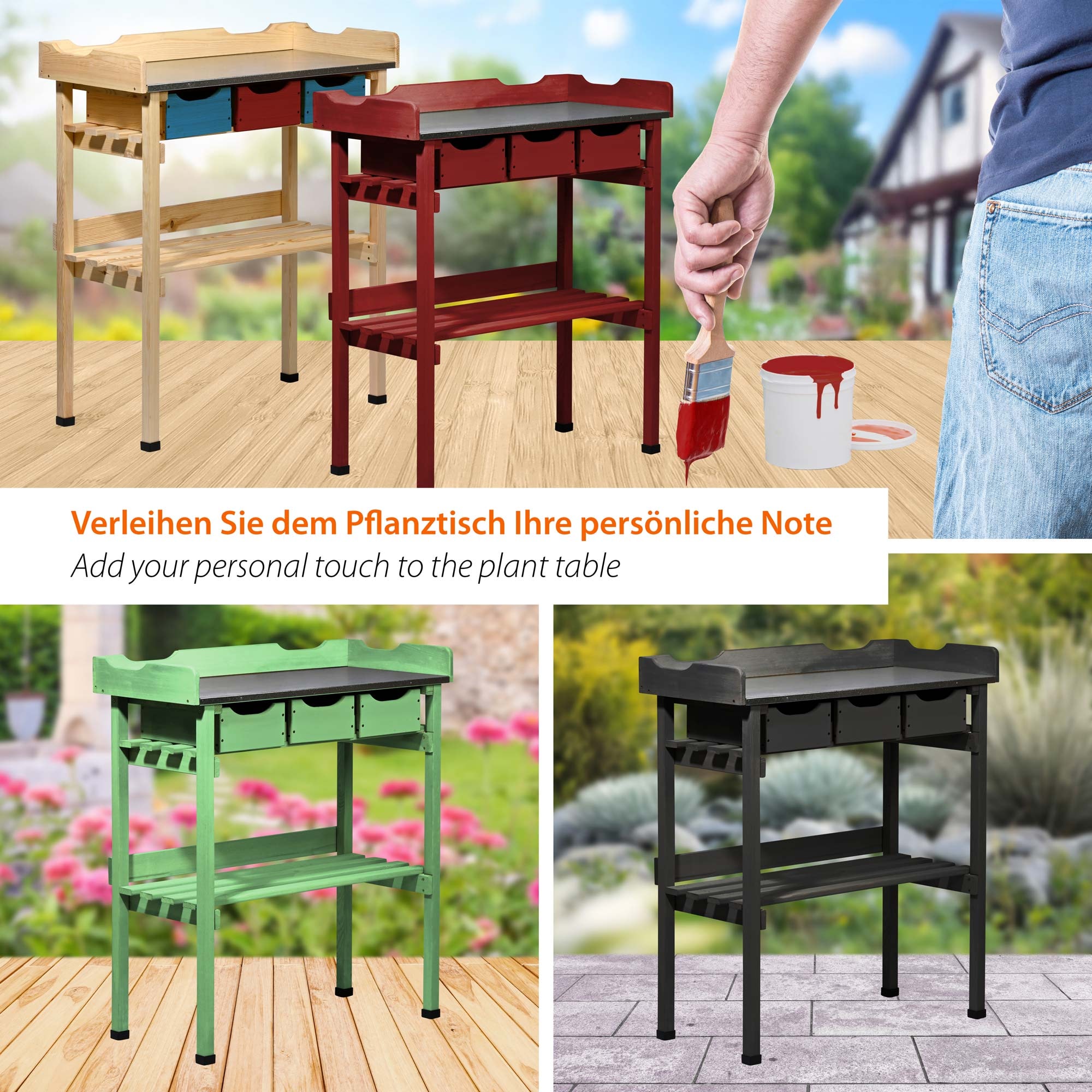 dobar Pflanztisch »Pflanztisch mit 3 Schubladen, Natur«