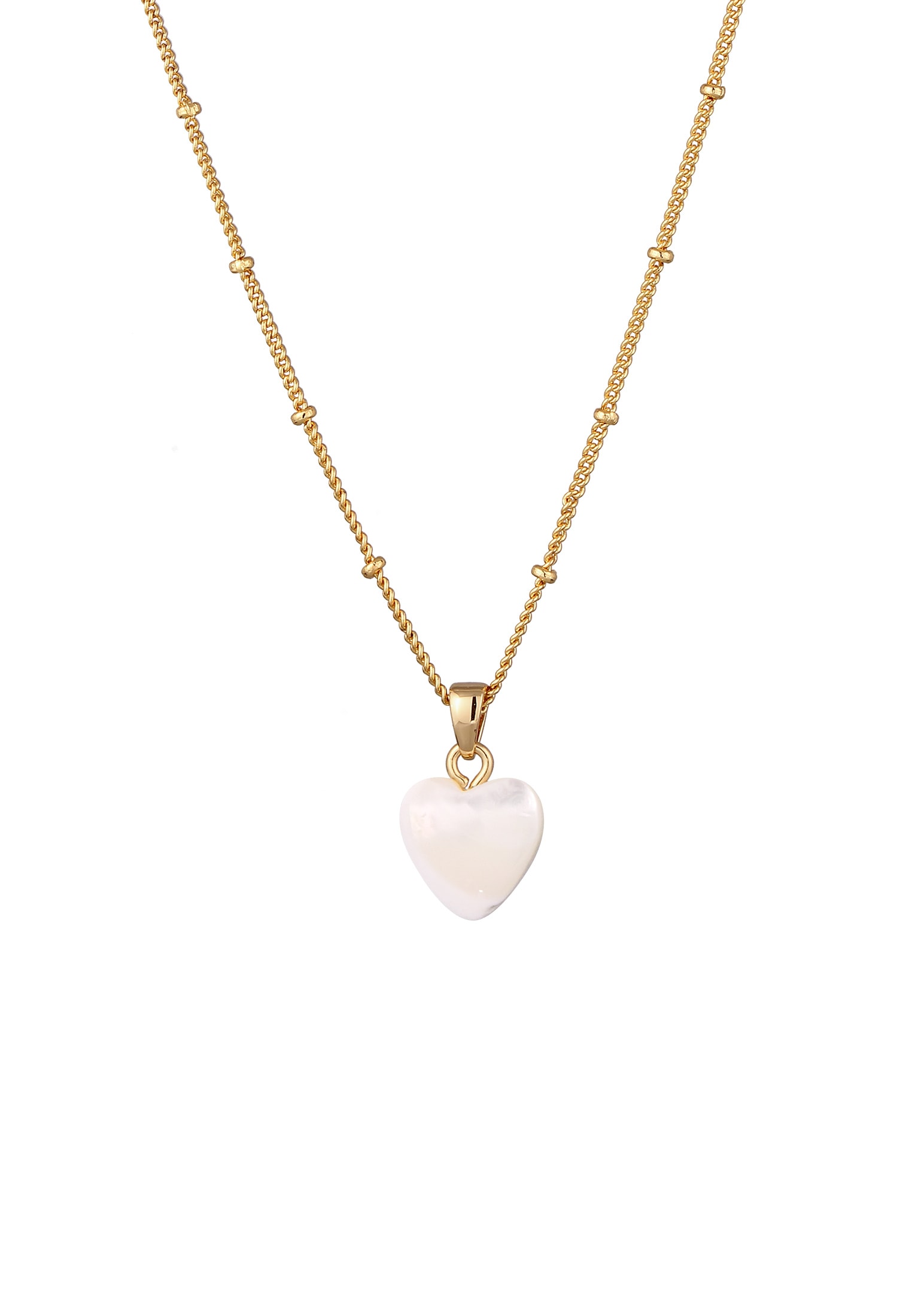 Elli Kette mit Anhänger »Halskette Herz Anhänger Muschel Weiß Silberfarben«