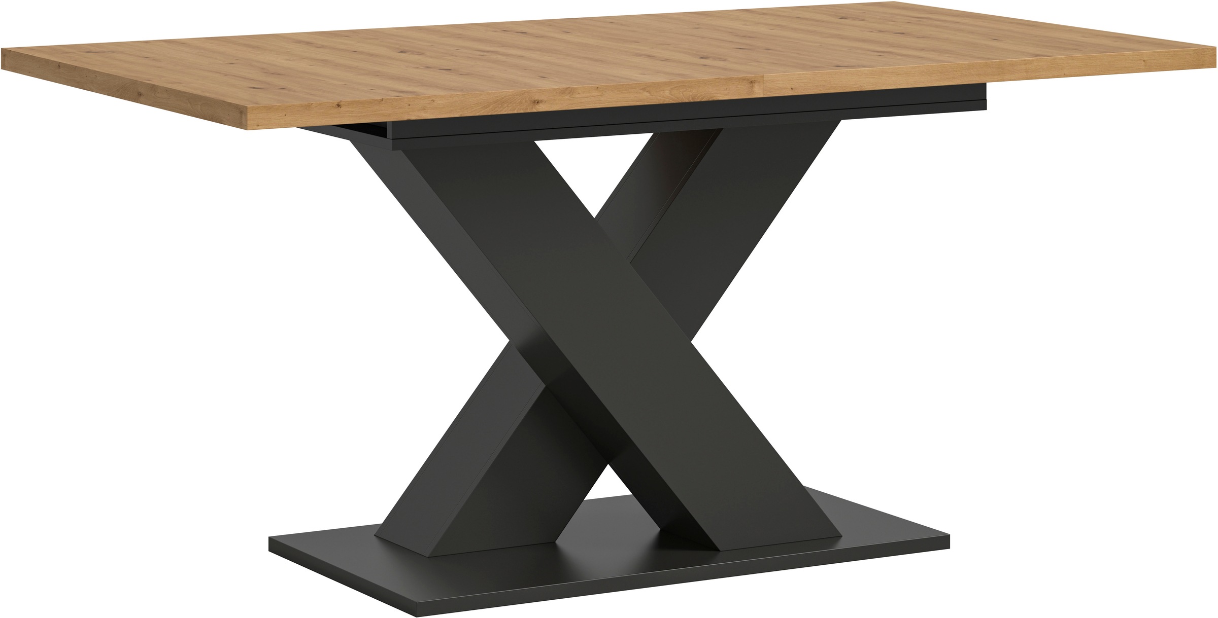 Home affaire Esstisch "Motus, ausziehbar 150 -190 cm, inklusive 40 cm Einlegeplatte" Set, 1 Stk. tlg. X-Gestell mit Bodenplatte, Tisch, Küchentisch, Esszimmer, Küche