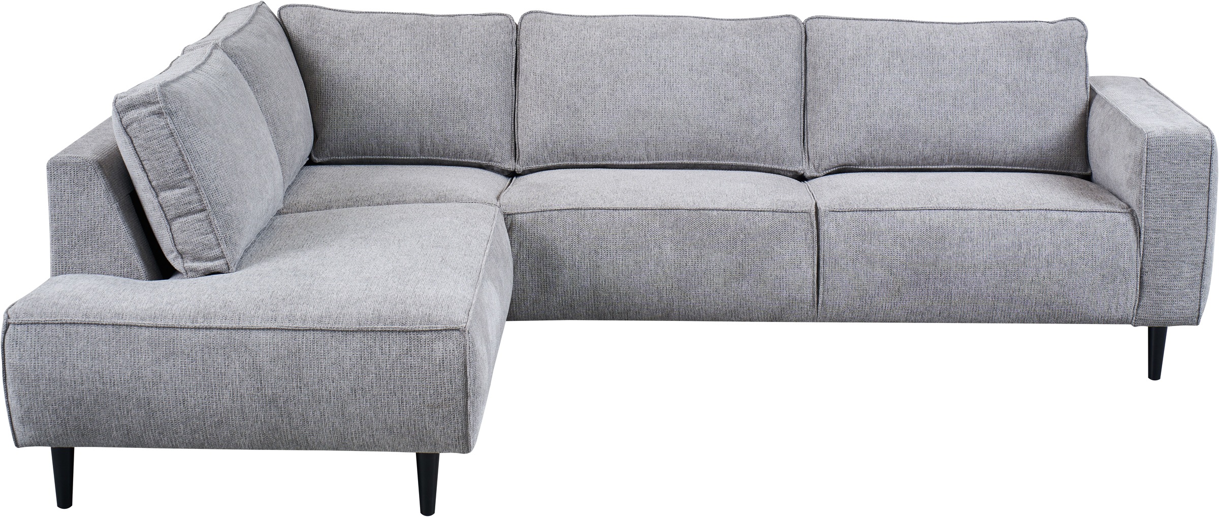 Places of Style Ecksofa »Fumone, Lederoptik oder Soft-Touch Chenille«, Breite 260, mit schwarzen Massivholzfüßen