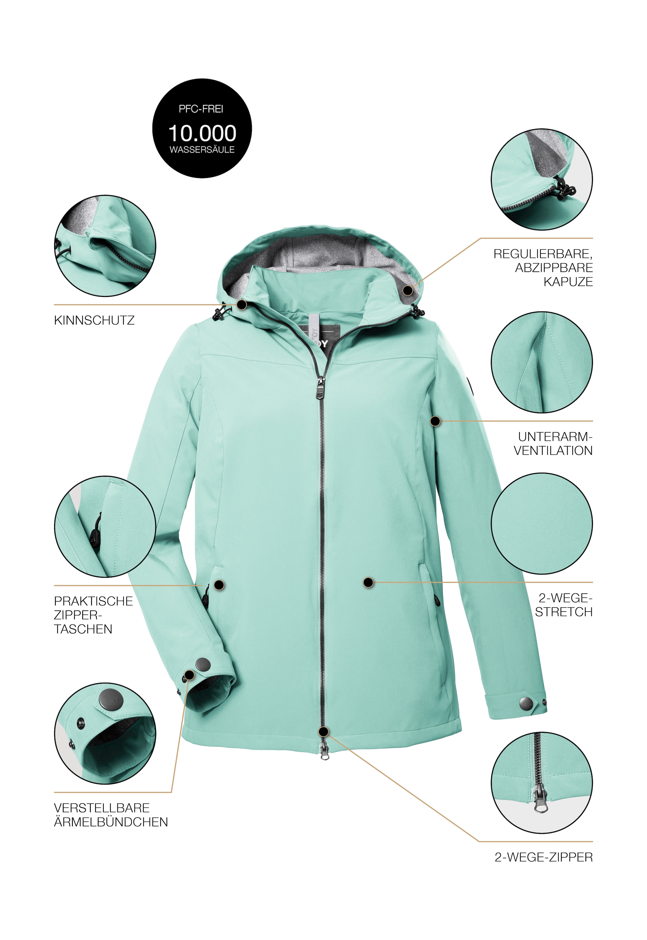 STOY Softshelljacke »STS 1 WMN SFTSHLL JCKT« Damen Softshelljacke: wasserabweisend, winddicht, atmungsaktiv