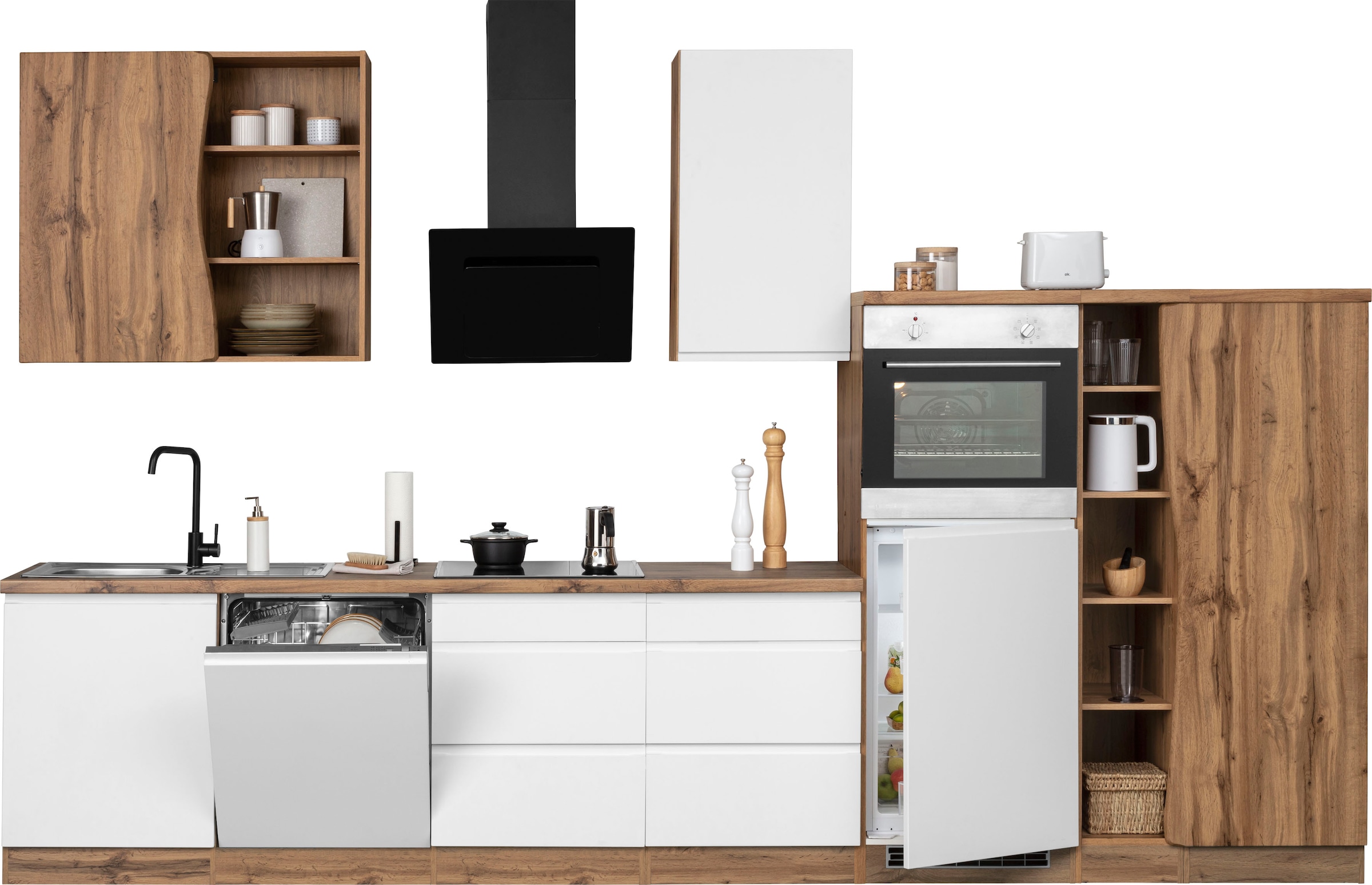 HELD MÖBEL Küche »Bruneck«, MDF-Fronten hochwertige E-Geräte, breit, 380cm bequem bestellen ohne