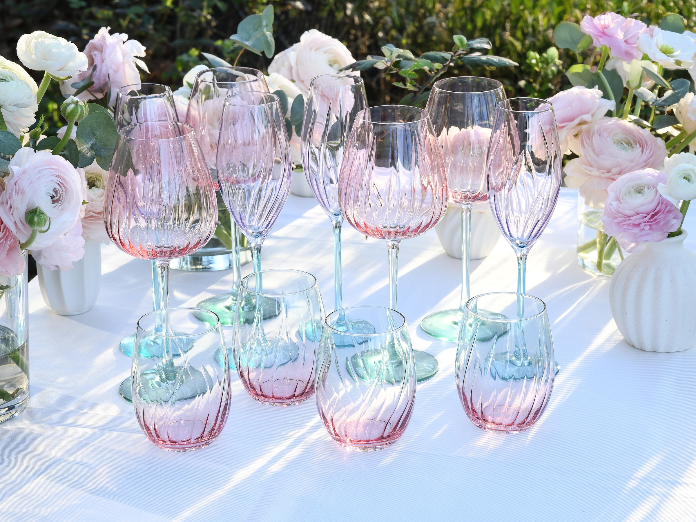 CreaTable Longdrinkglas »Swirly Spring, Longdrinkgläser-Set, 4-tlg.« Rillen Relief, Modern, Sommerlich, Leicht