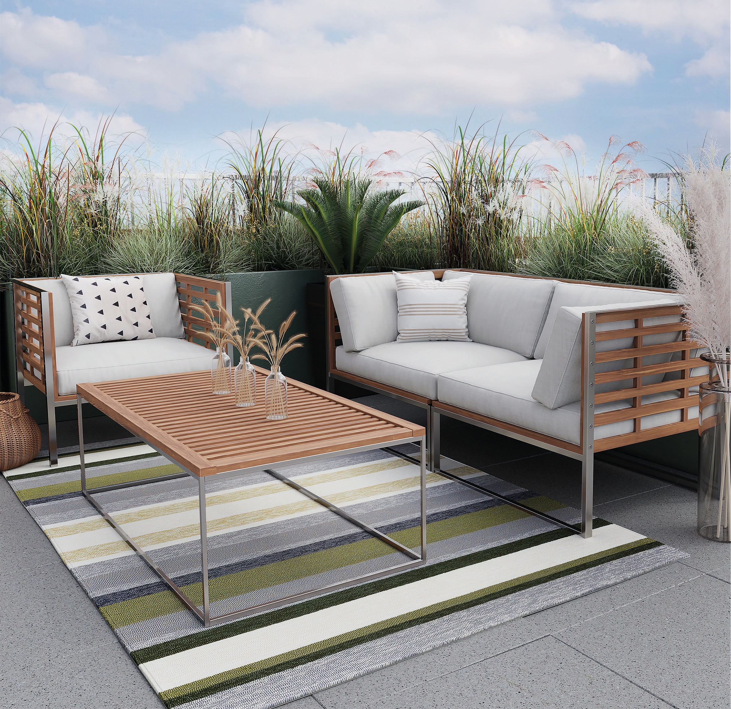 Gino Falcone Teppich »Rosetta-Stripes« rechteckig 20 mm Höhe In- und Outdoor geeignet, Wohnzimmer