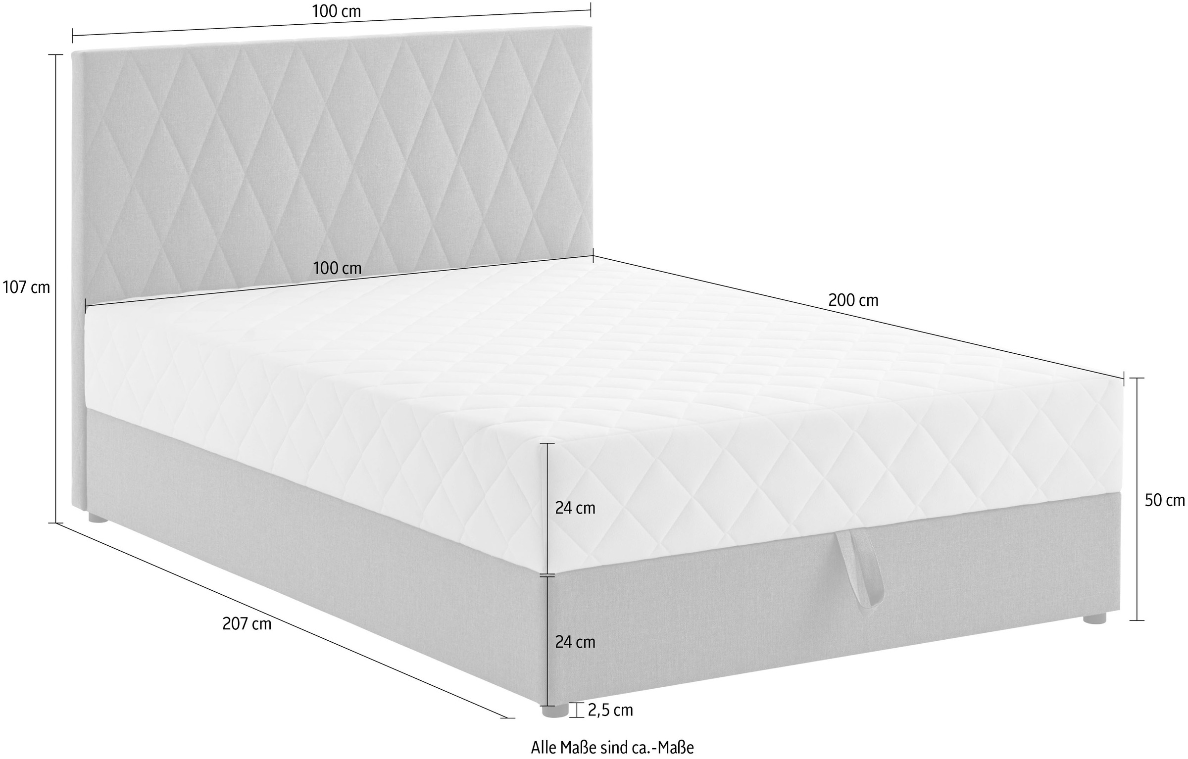 ATLANTIC home collection Boxbett Benita, mit Taschen-Federkernmatratze und Bettkasten