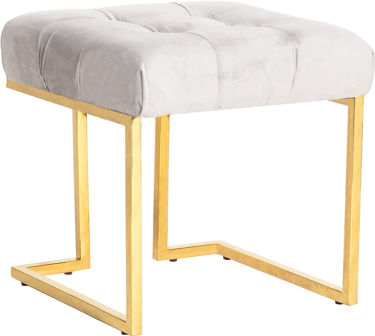 Kayoom Polsterhocker »Hocker Rarity 125, Edler Touch durch goldenes Gestell«, (1 St.), eckig, samtweich, gesteppt, mit Zierknöpfen, Edelstahlgestell