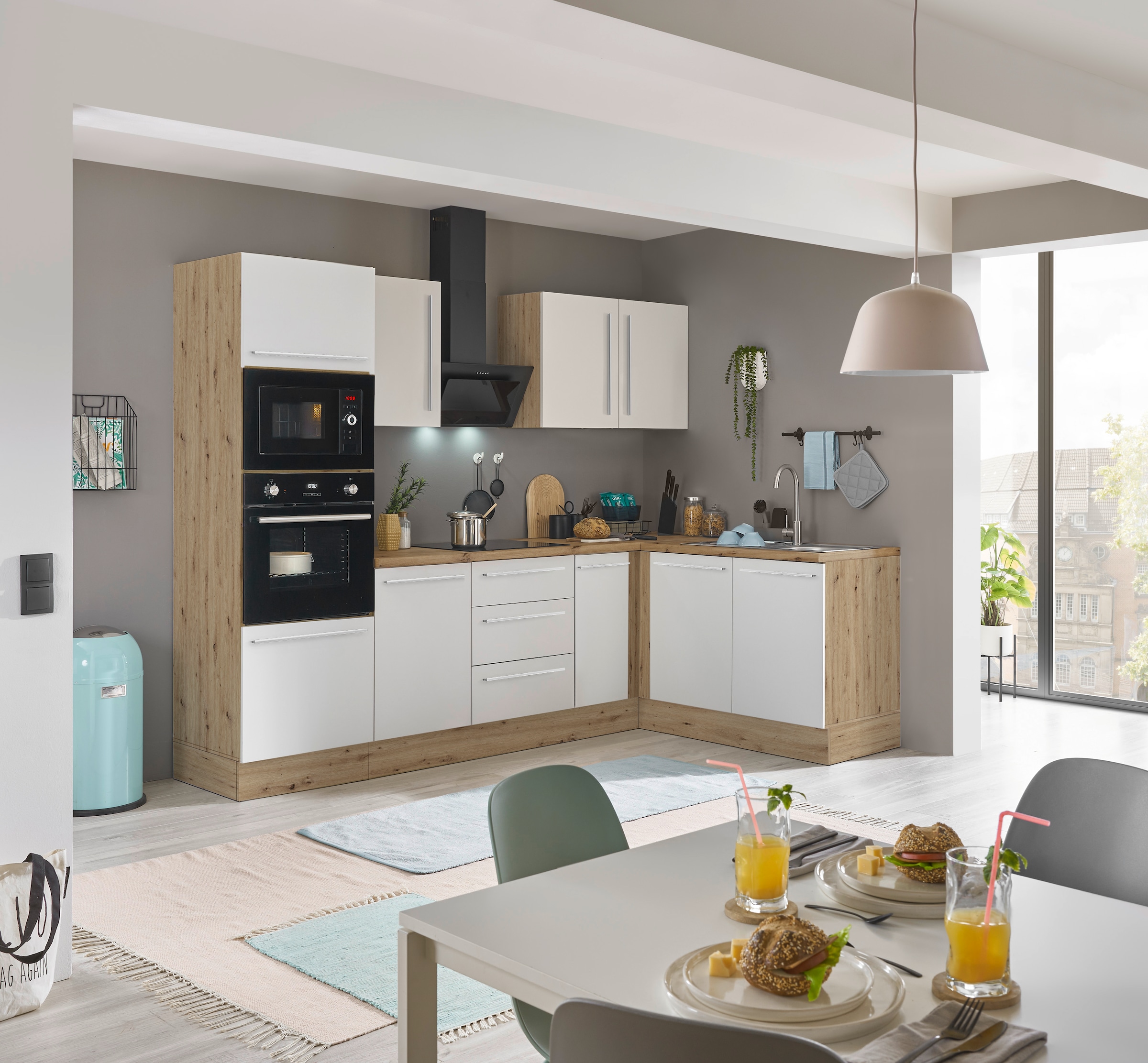 KOCHSTATION Winkelküche »Florida, Stellbreite 270x165 cm«, wahlweise mit E-Geräten, mit Softclose für Türen und Schubkästen