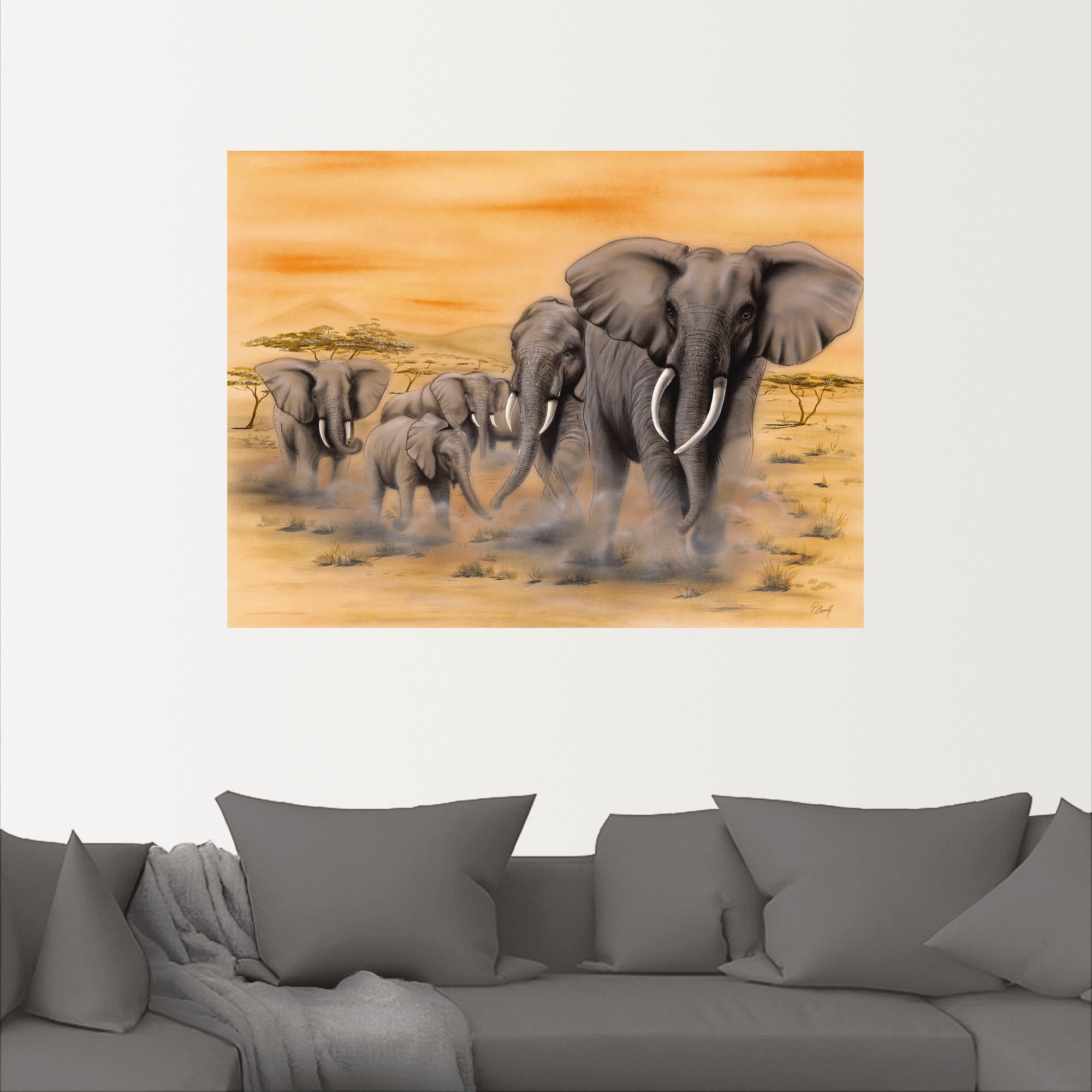 Artland Wandbild »Steppenelefanten«, Elefanten Bilder, versch. Leinwandbild, (1 als Größen Alubild, in bestellen St.), oder Rechnung Wandaufkleber Poster auf