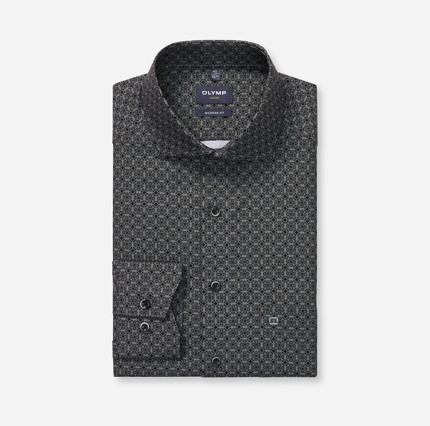 OLYMP Langarmhemd »Luxor modern fit«, Royal-Kentkragen, Businesshemd, modern fit, gemustert
