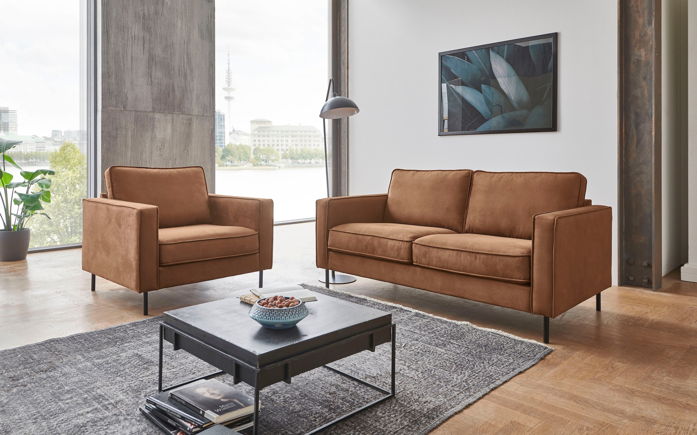 ATLANTIC home collection Sessel »Weston«, im skandinavischem Stil, mit Wellenunterfederung