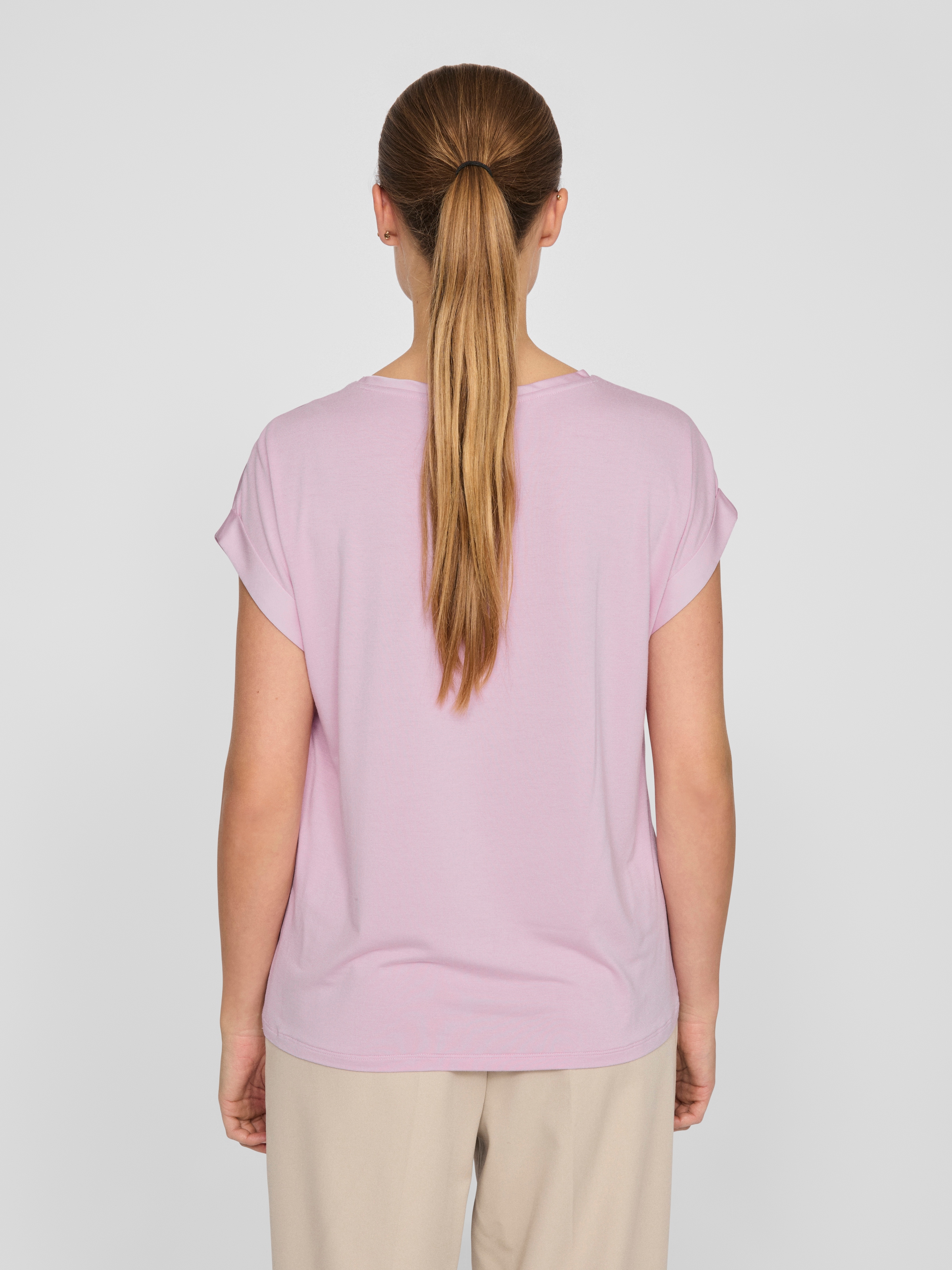 Vila Kurzarmshirt »VIELLETTE S/S SATIN TOP - NOOS«, Satin Optik