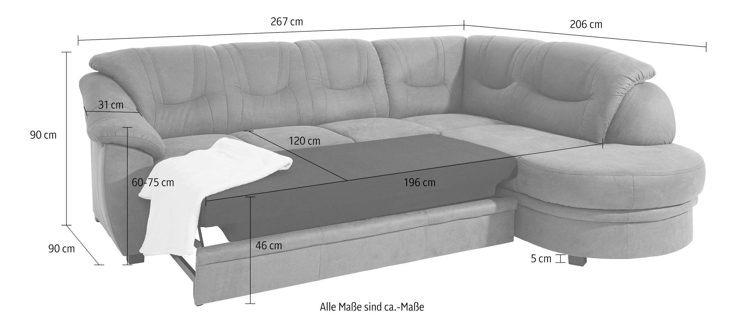 sit&more Ecksofa »Savoni L-Form«, wahlweise mit Bettfunktion