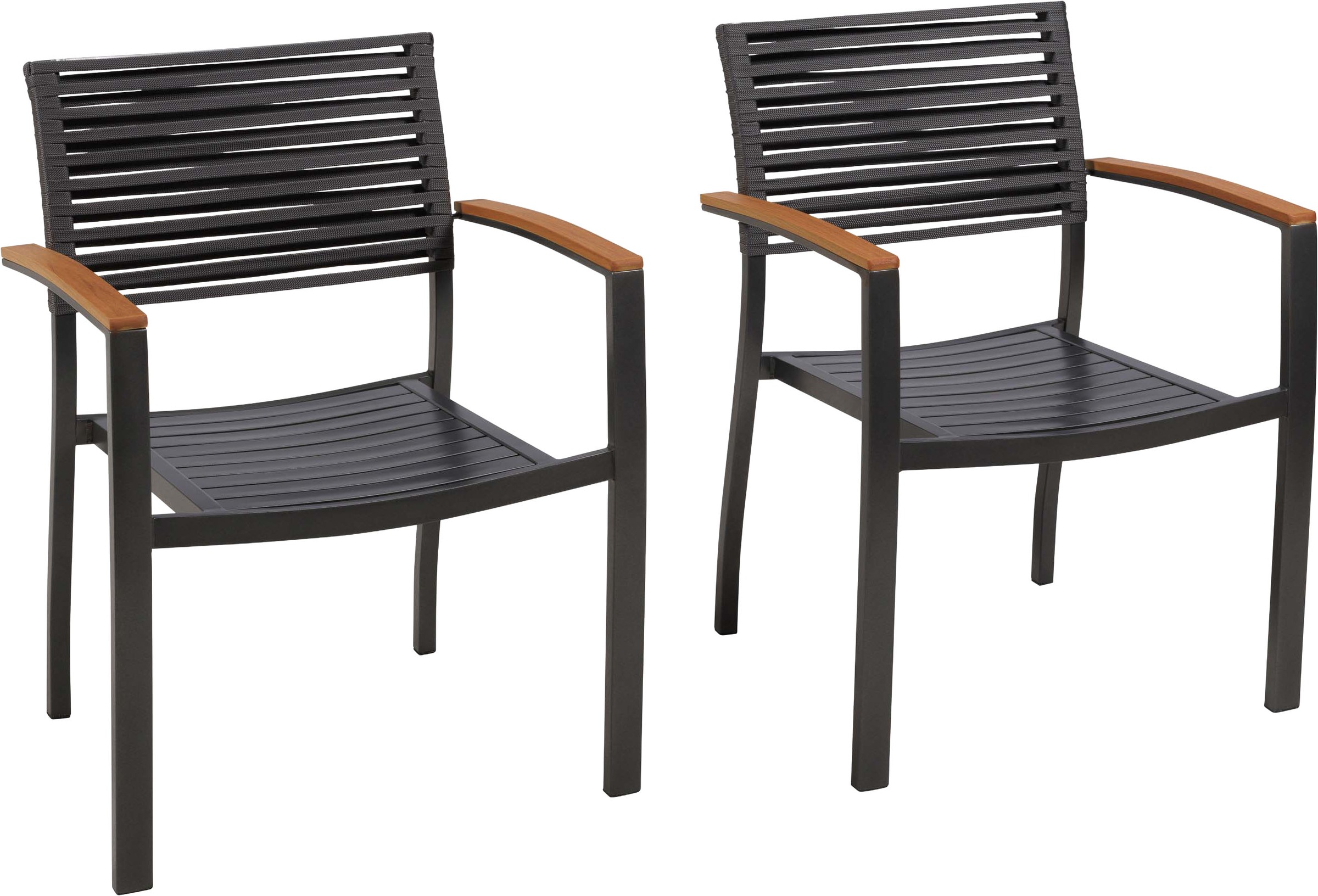 MERXX Gartensessel »Parella« Set, 2 Stk. tlg. Rückenfläche aus Ropebändern, Armlehnen aus Kunststoff