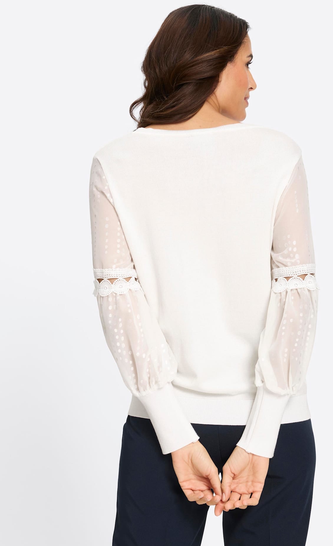Lady Rundhalspullover »Feinstrick-Pullover«