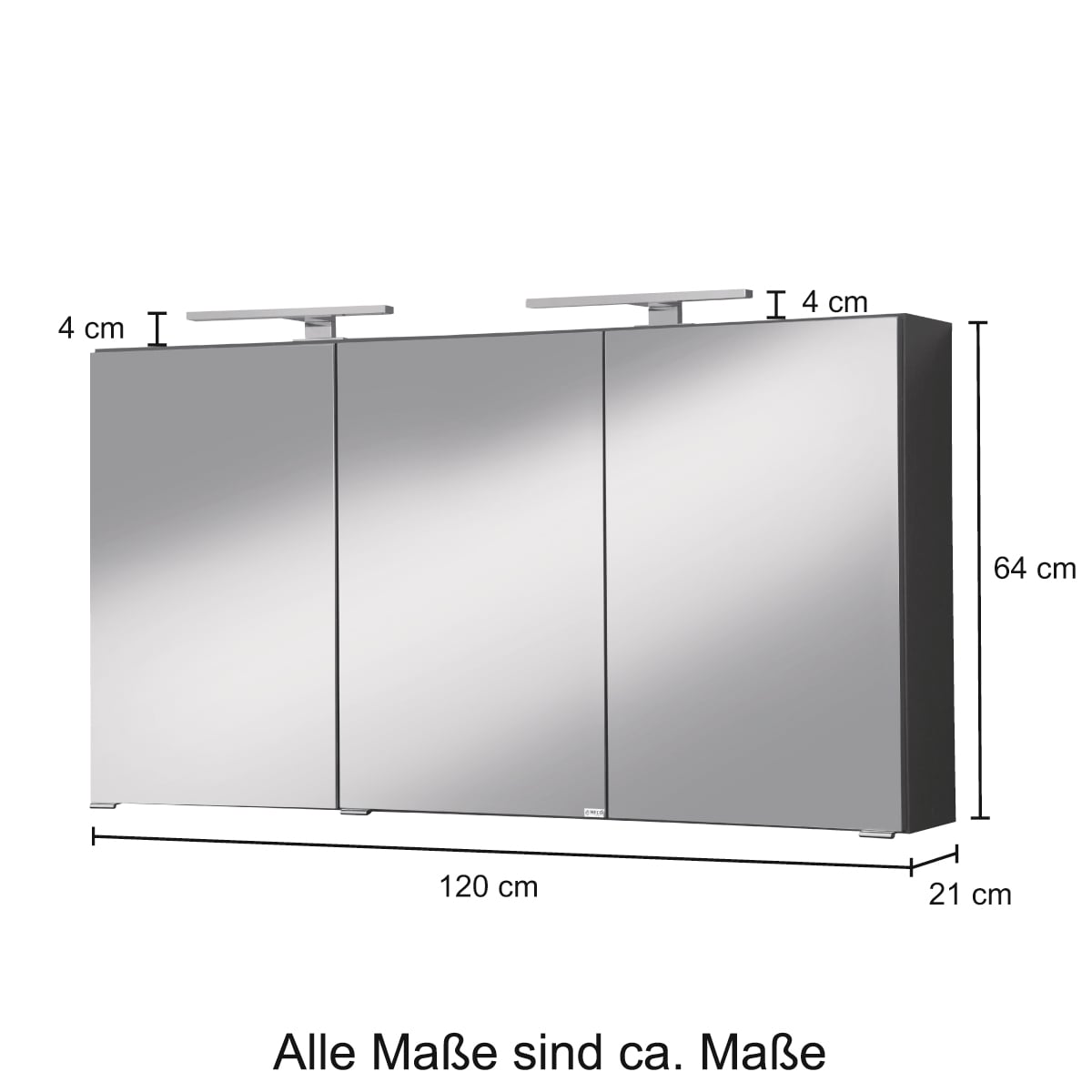 welltime Spiegelschrank »Malibu«, Breite 120 cm, mit Spiegeltüren und Softclose-Funktion