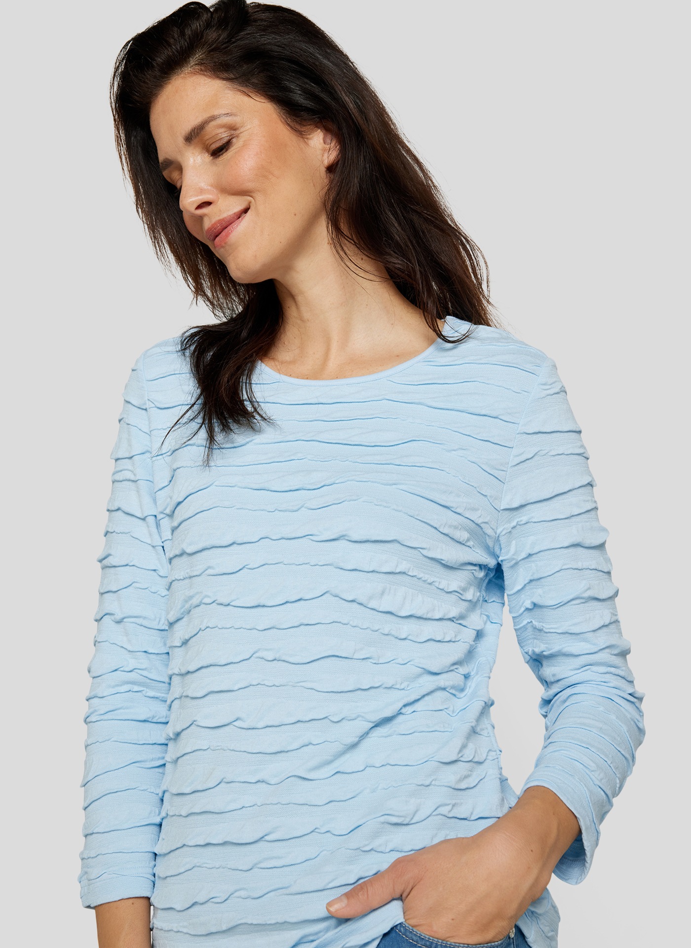 Rabe Langarmshirt, mit Strukturmuster