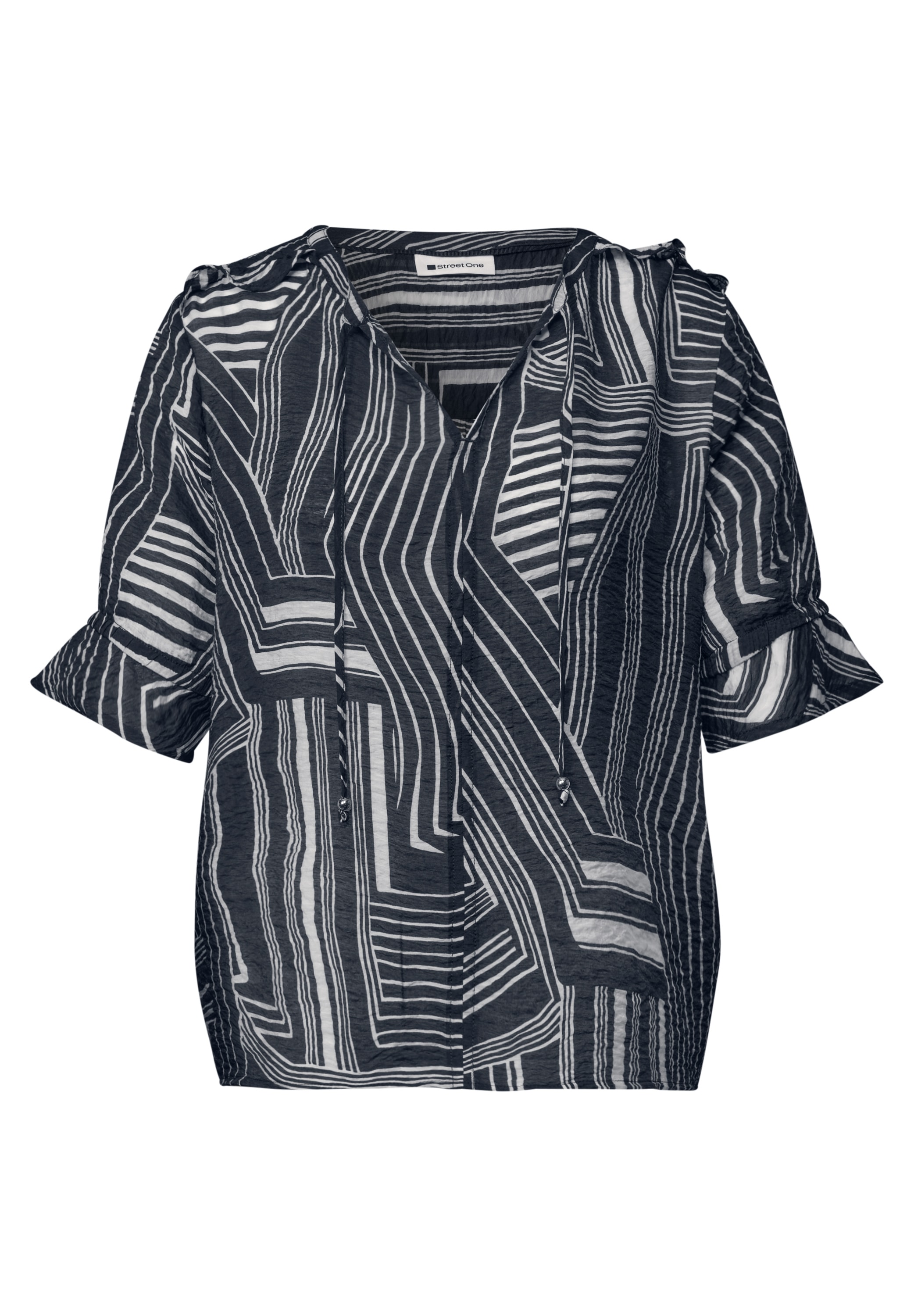 STREET ONE Kurzarmbluse Kurzarm Tunika-Sommerbluse mit grafischem Muster