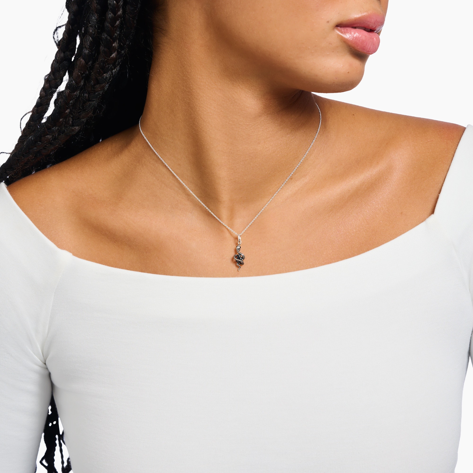 THOMAS SABO Kette mit Anhänger »Tempting Romance Kette silber - Schlangen-Design, KE2300-691-11-L45v«, mit Zirkonia (synth.)