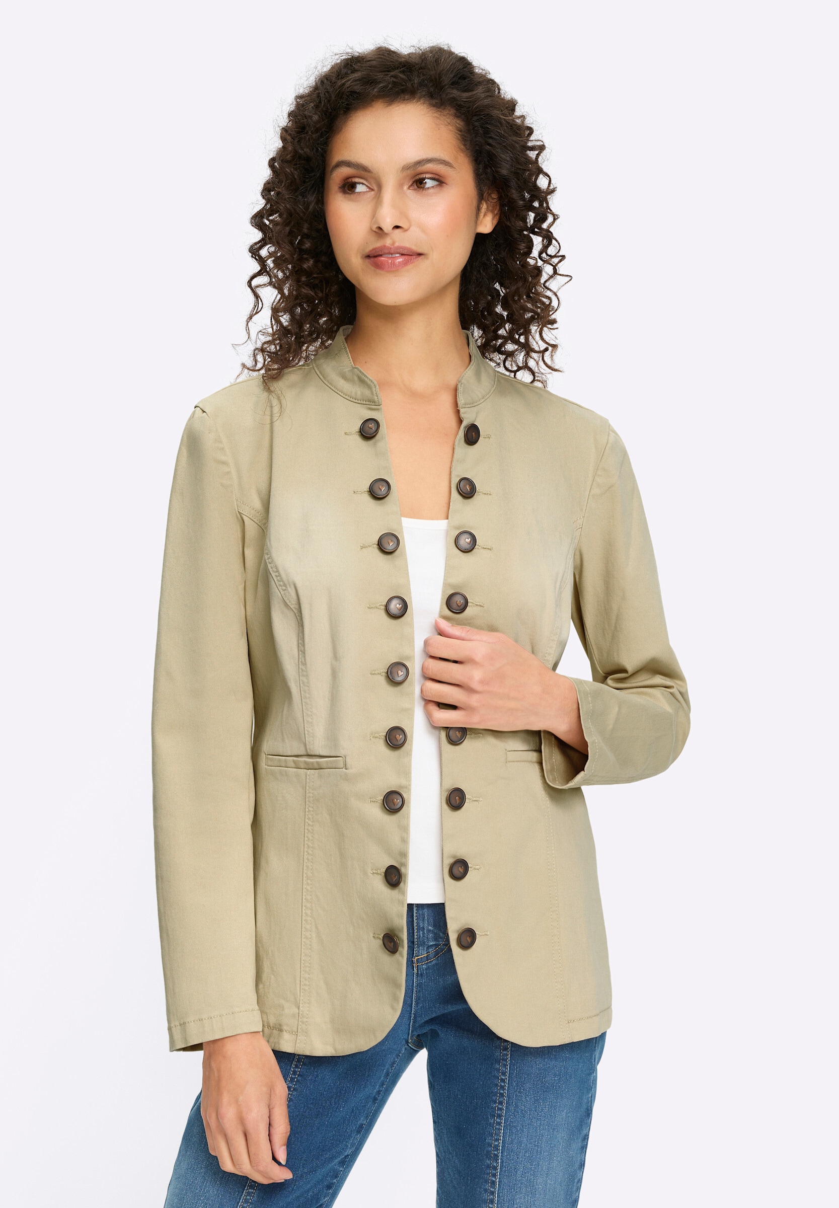 heine Jeansblazer »Jeans-Blazer Jeansblazer mit Häkchenverschluss«