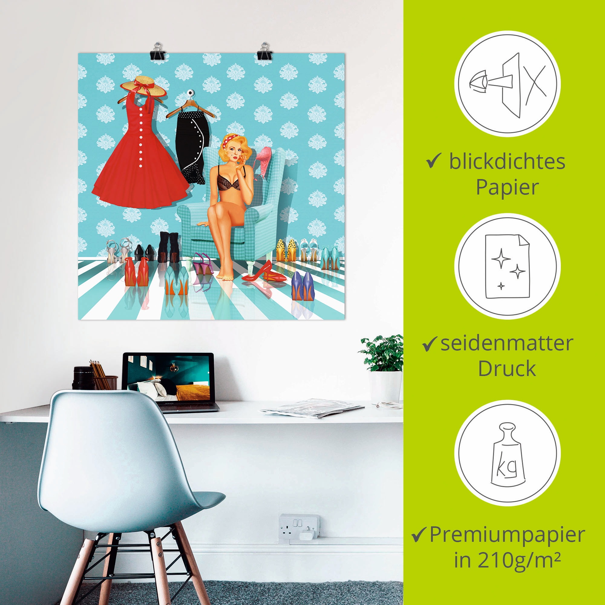 Artland Poster »Ich habe nichts zum anziehen« Mode 1 Stk. tlg. als Alubild, Leinwandbild, Wandaufkleber oder Poster in versch. Größen