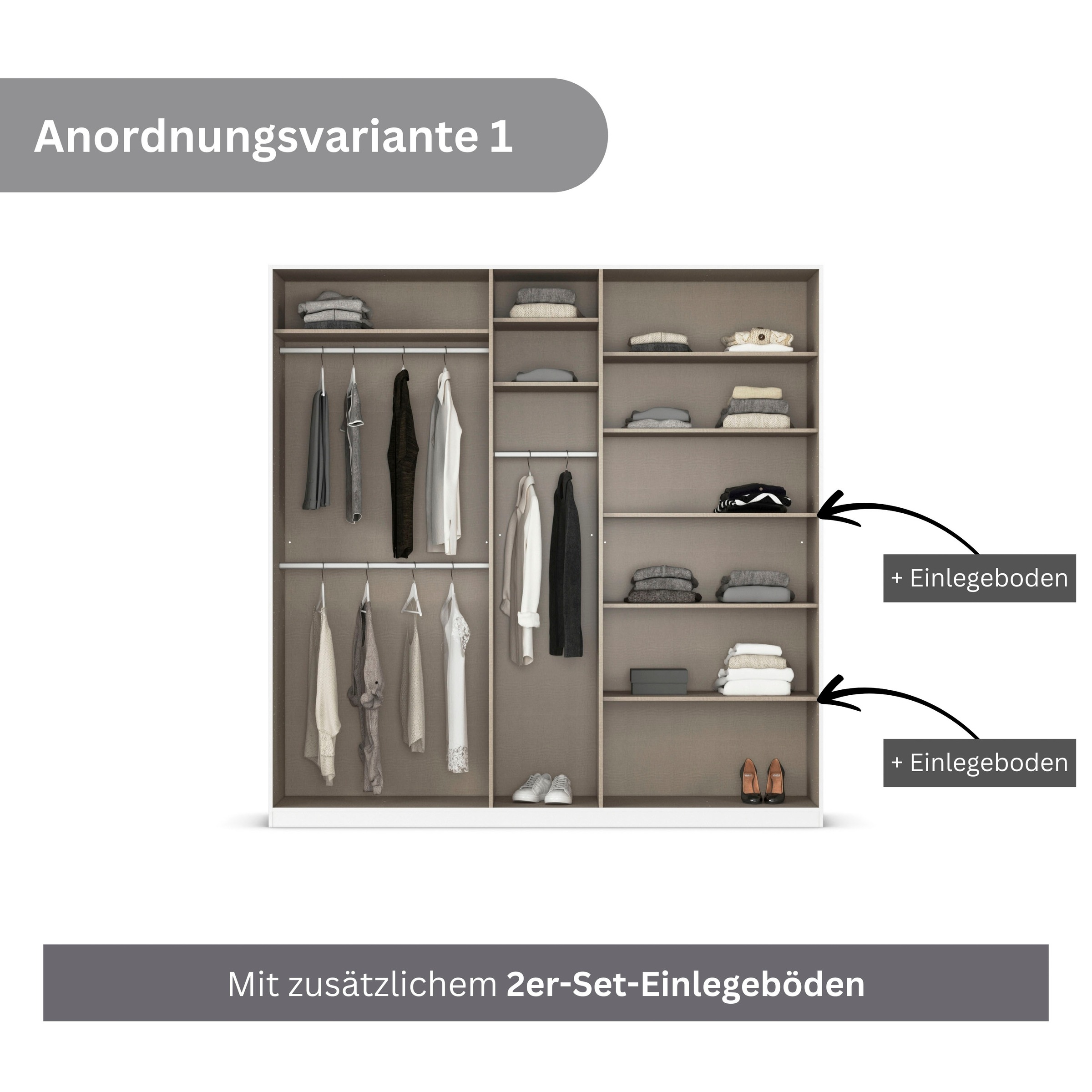 rauch Drehtürenschrank »Kleiderschrank Schrank Garderobe AGORDO TOPSELLER Schlafzimmer«, (in zwei Griff-Farben mit Dekor- oder Hochglanzfront), durchdachte Innenausstattung, in 6 Breiten und 2 Höhen MADE IN GERMANY