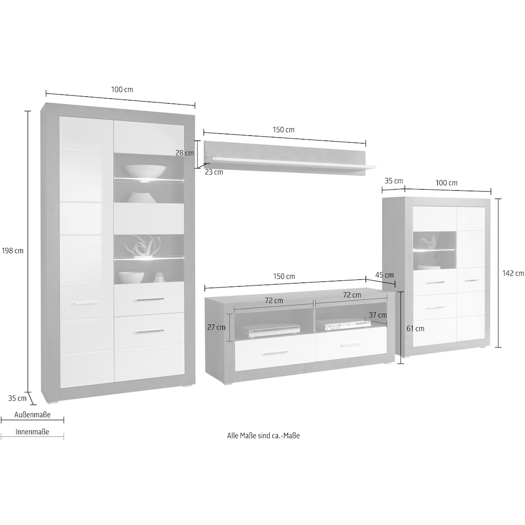 INOSIGN Wohnwand »Etero«, (Set, 4 St.)