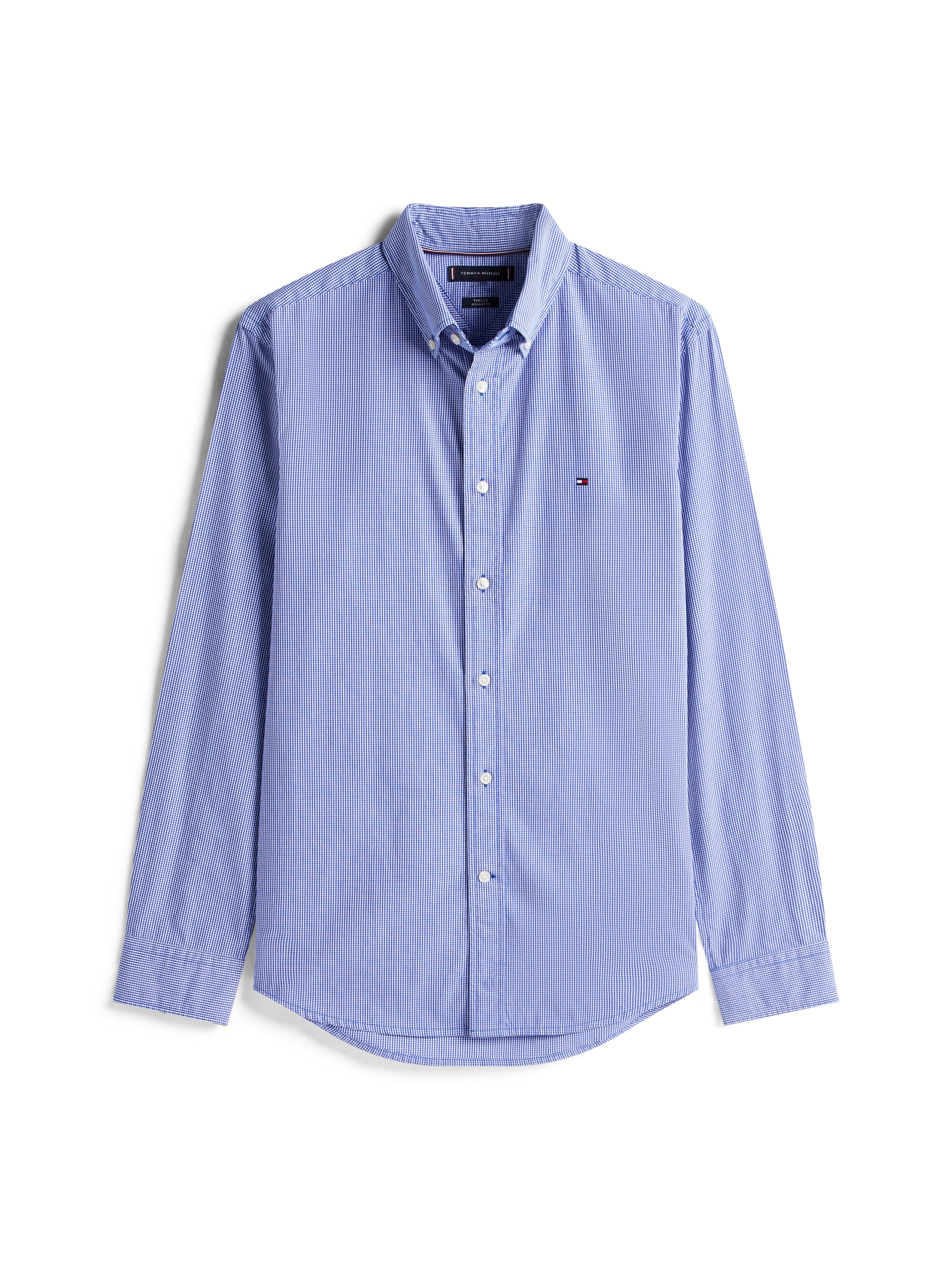 Tommy Hilfiger Langarmhemd »FLEX POPLIN MICRO GINGHAM« mit Vichy Karo, Button-down-Kragen, Regular Fit