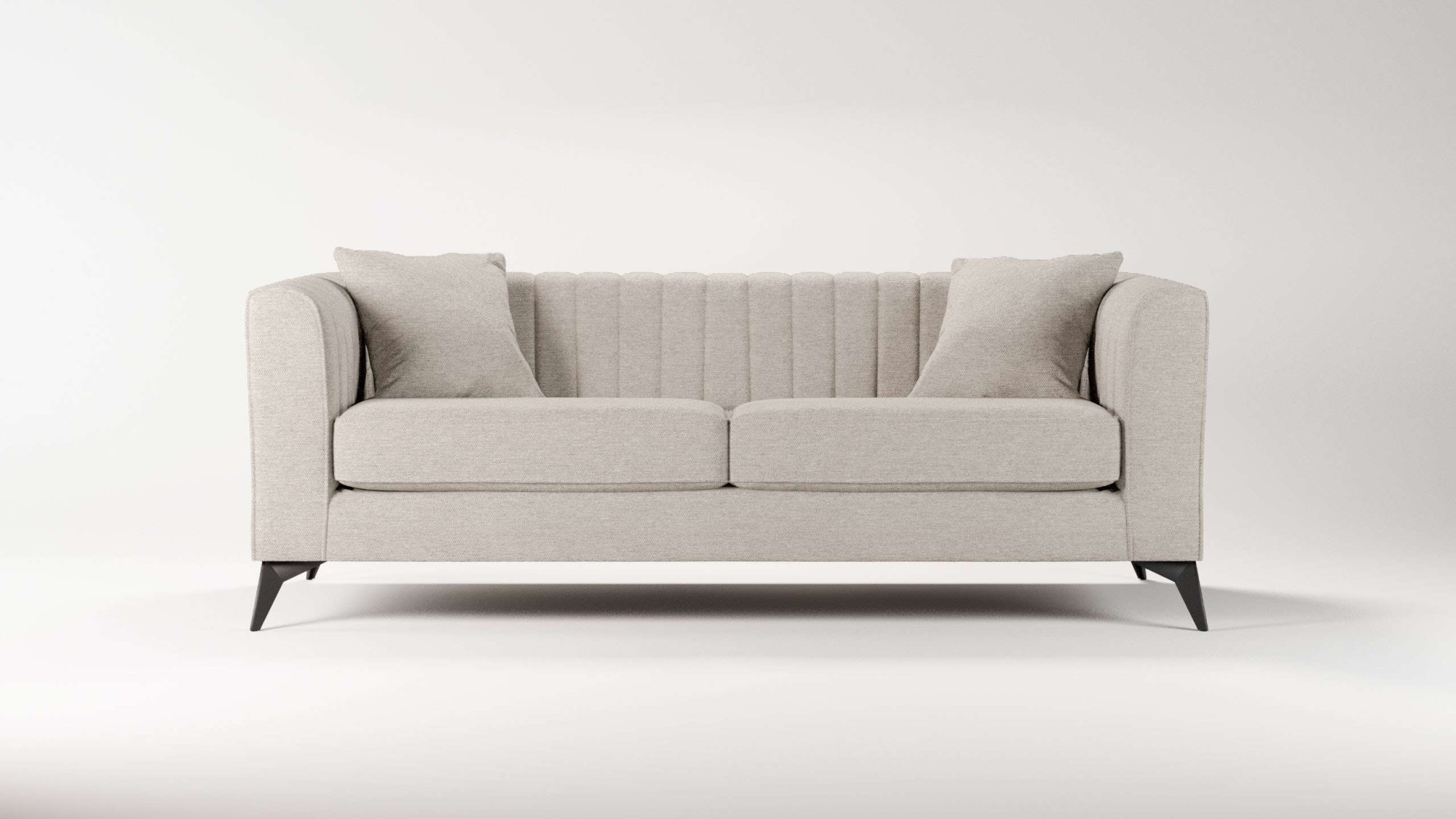 Places of Style 3-Sitzer »MATTHEW elegantes Designsofa, Maße B/T/H: 201/86/74 cm«, feine Steppung im Rückenbereich, lose Sitzkissen, incl. Zierkissen