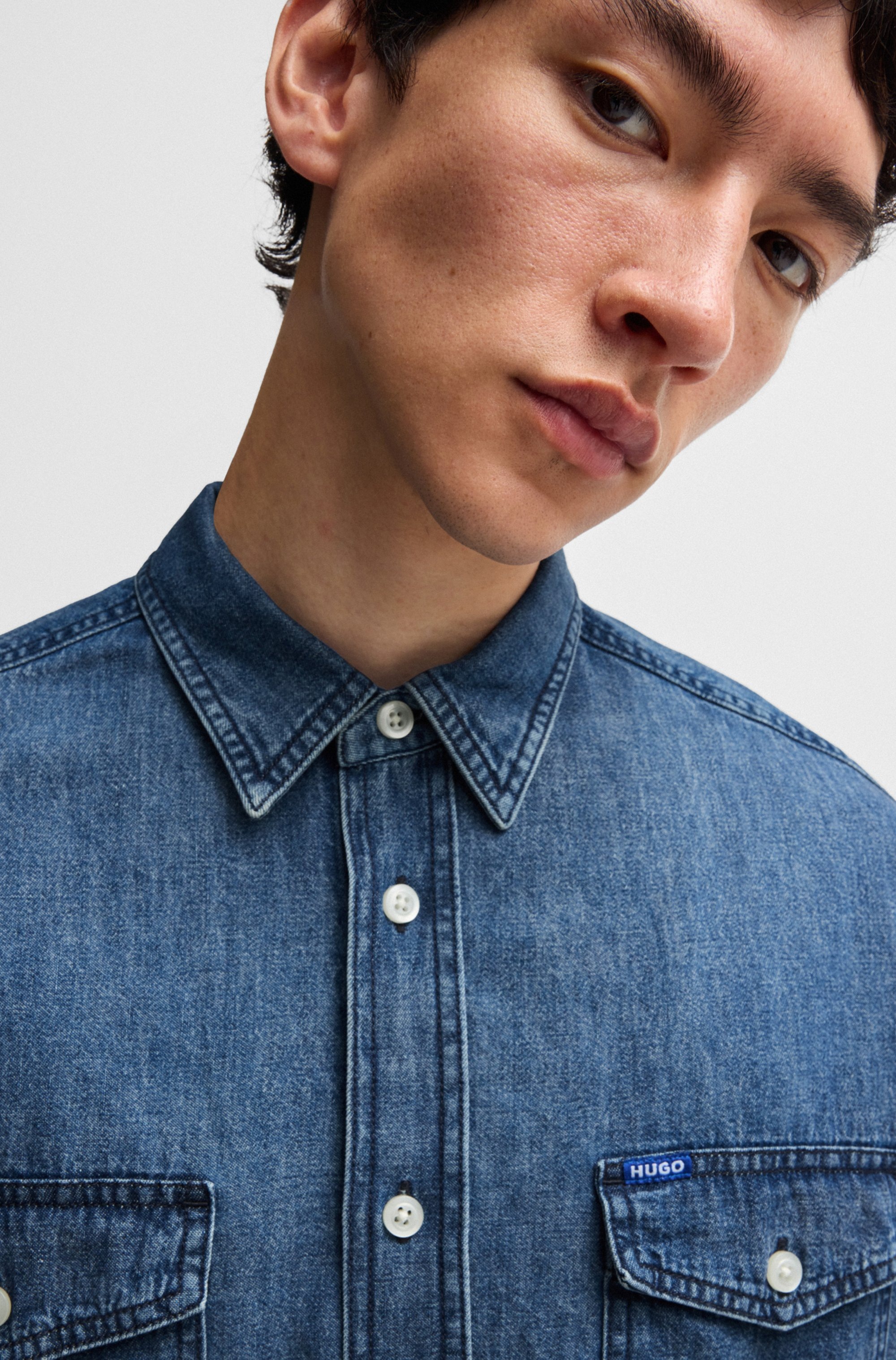 HUGO Blue Jeanshemd »Ebino«, in cooler Waschung