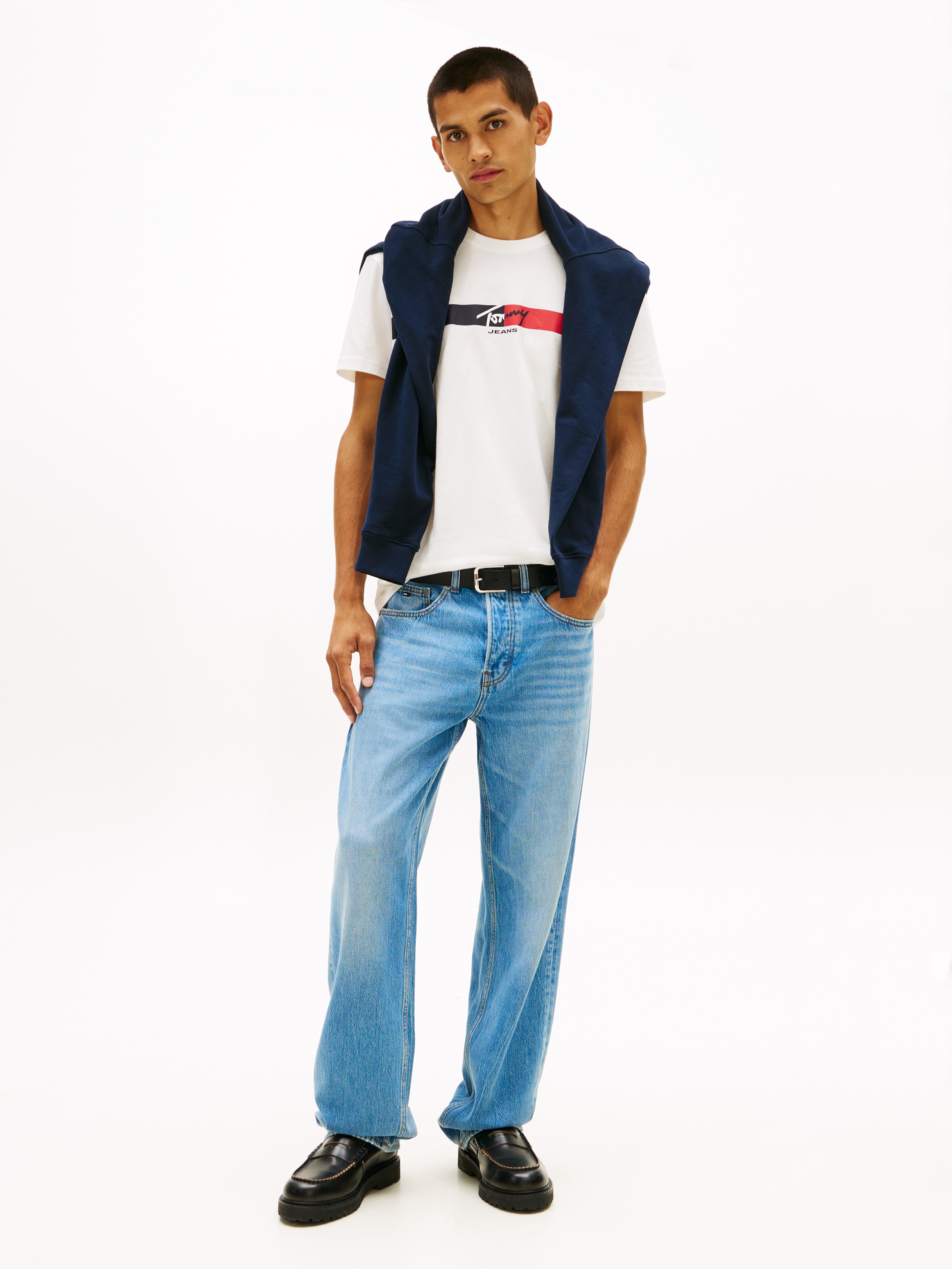 Tommy Jeans T-Shirt »TJM REGULAR FIT SIGNATURE STRIPE« mit Label-Print