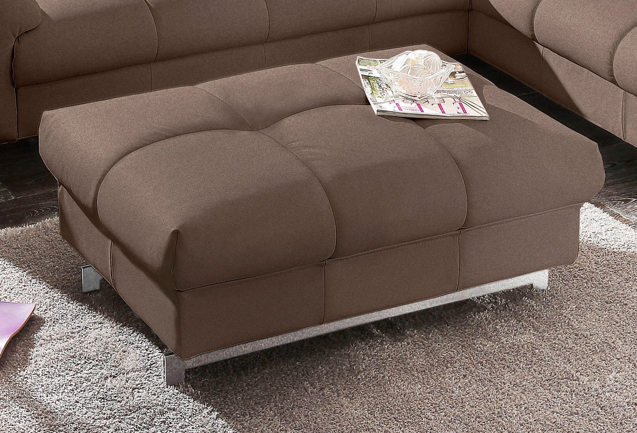 COTTA Polstergarnitur »Chef L-Form«, (Set), Set bestehend aus: Ecksofa mit Kopfteilverstellung & Hocker