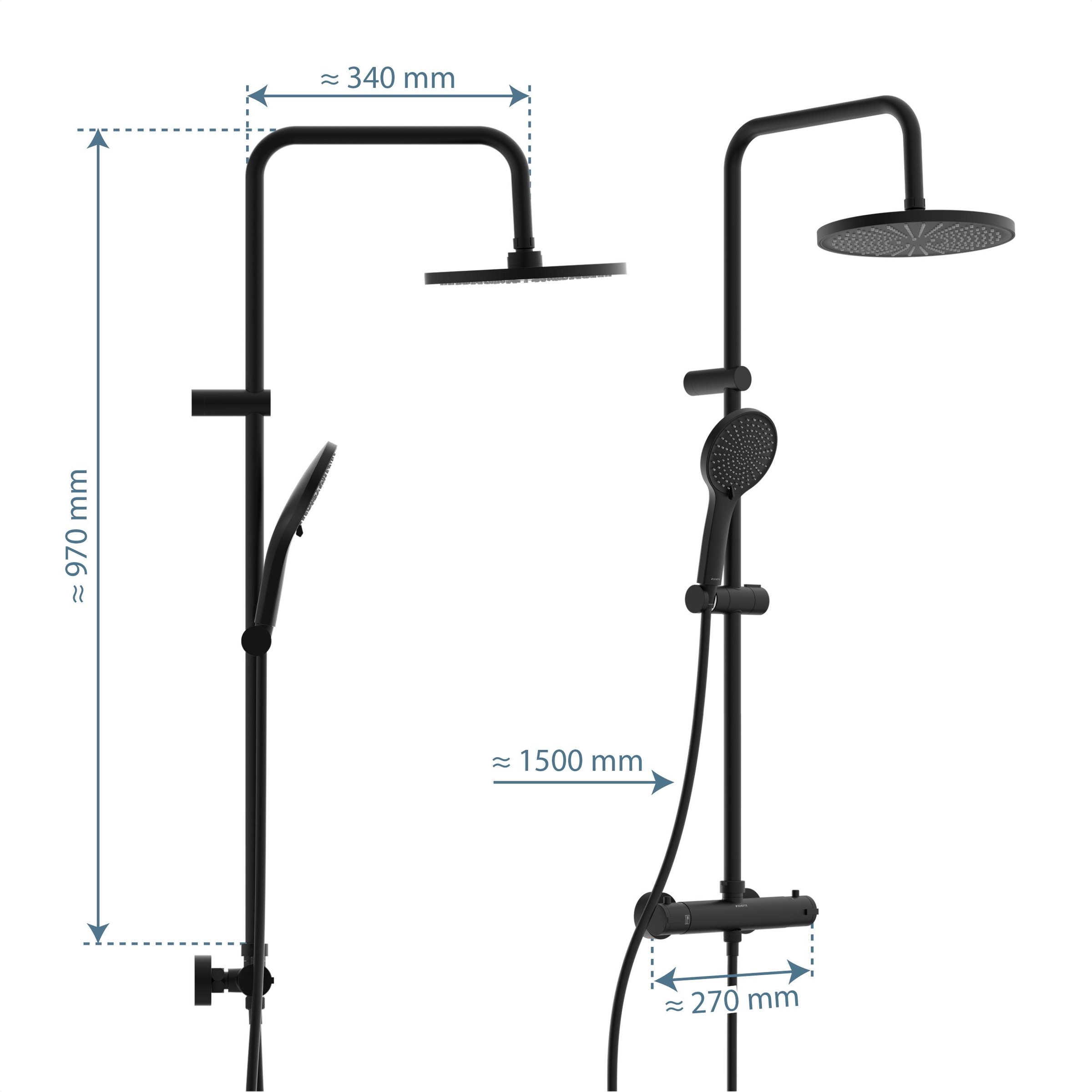 Schütte Duschbrause »ADRIA«, (Set), mit Thermostatarmatur, 3-fach verstellbar, Antikalk-Noppen