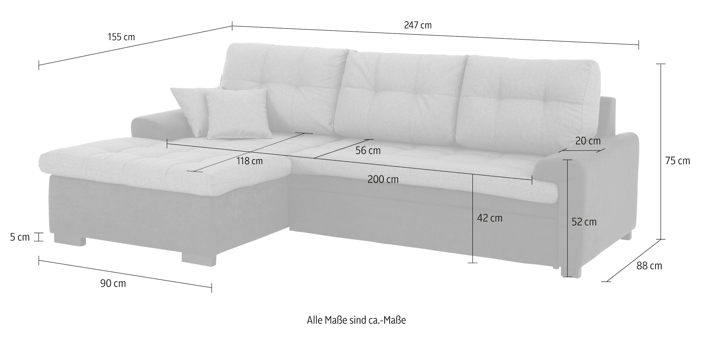 Home affaire Ecksofa »Föhr L-Form«, wahlweise mit Bettfunktion