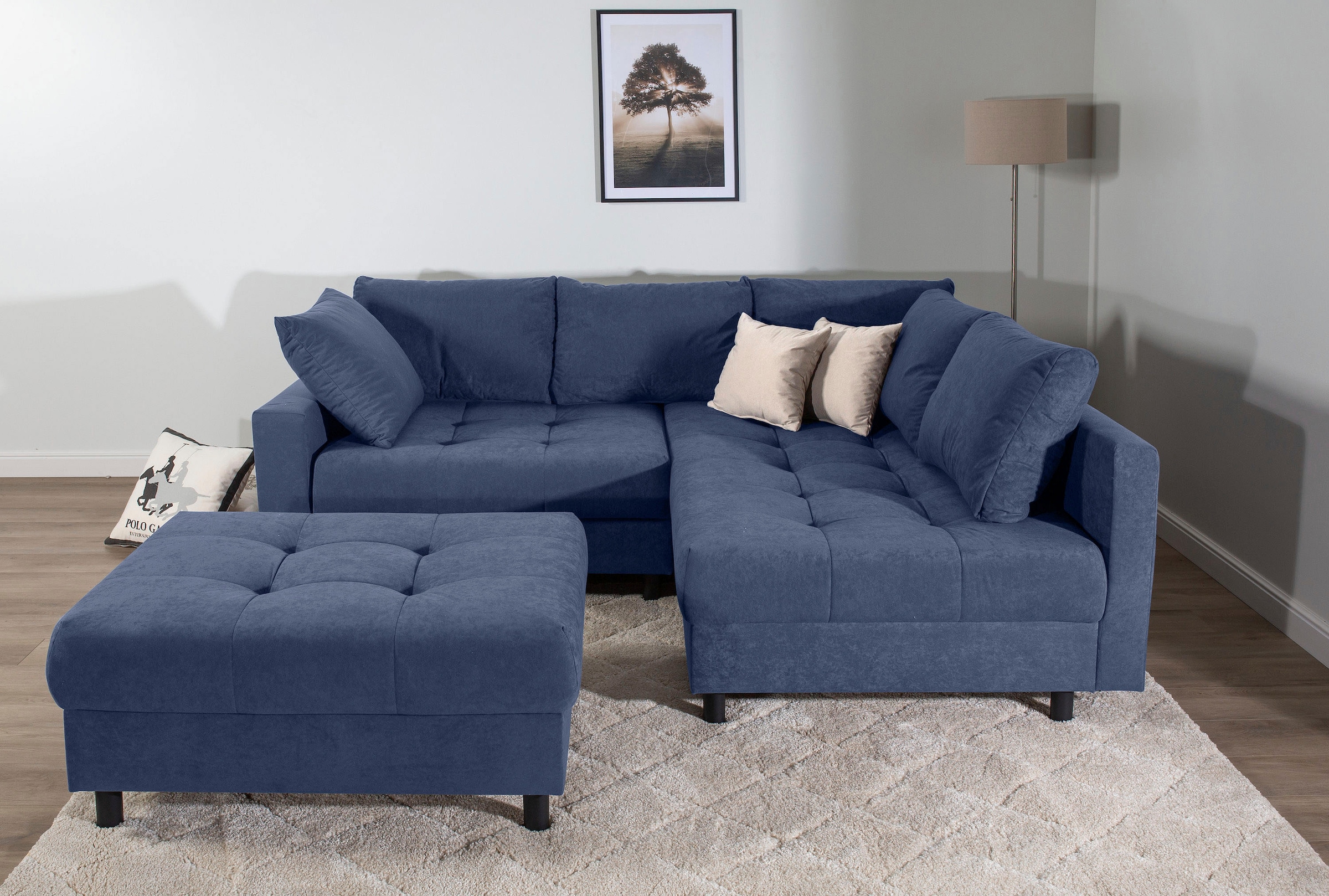 Home affaire Ecksofa »Toni L-Form«, Ottomane beidseitig montierbar, Federkern-Polsterung