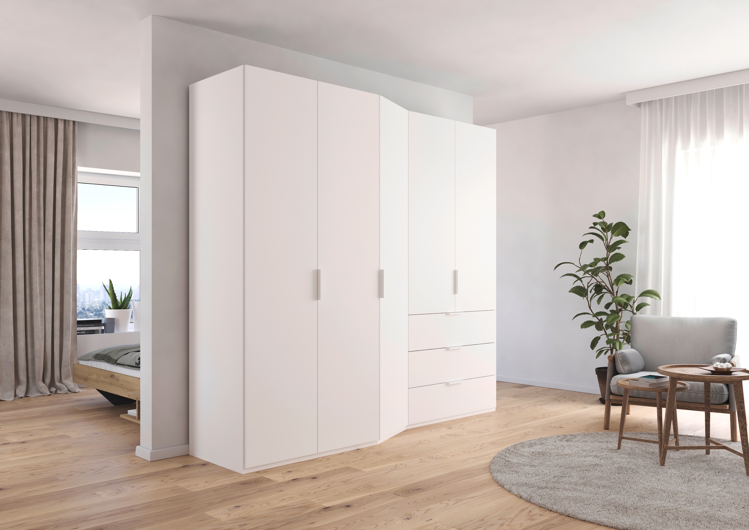 rauch Drehtürenschrank »Kleiderschrank Schrank Garderobe Wäscheschrank WAVE« Breiten 247/297 cm, Höhe 222 cm, inkl. SOFT-CLOSE-FUNKTION,  in 2 unterschiedlichen Tiefen, mit Soft-Close Funktion MADE IN GERMANY