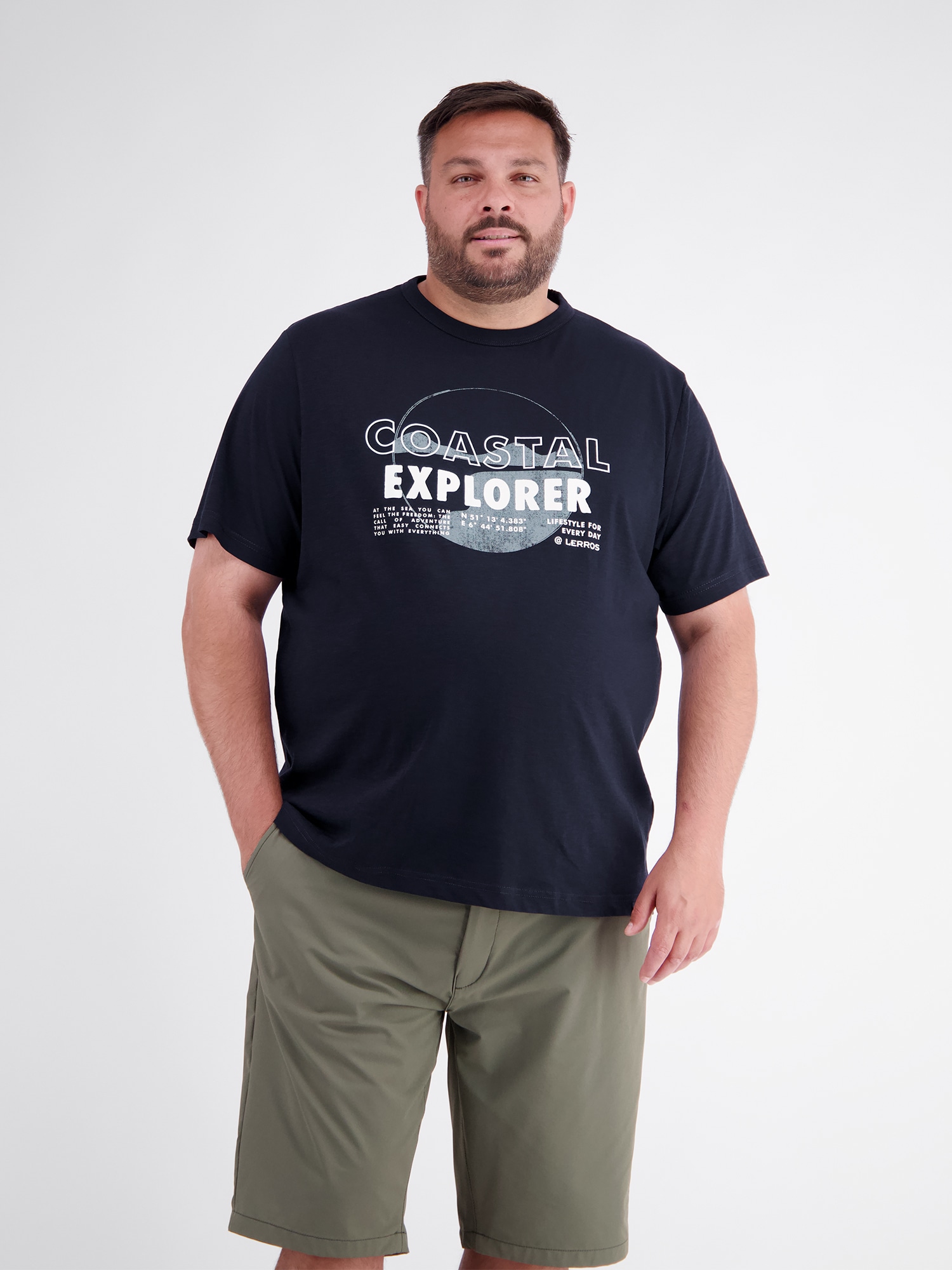 LERROS T-Shirt »T-Shirt mit O-Neck in großen Größen«