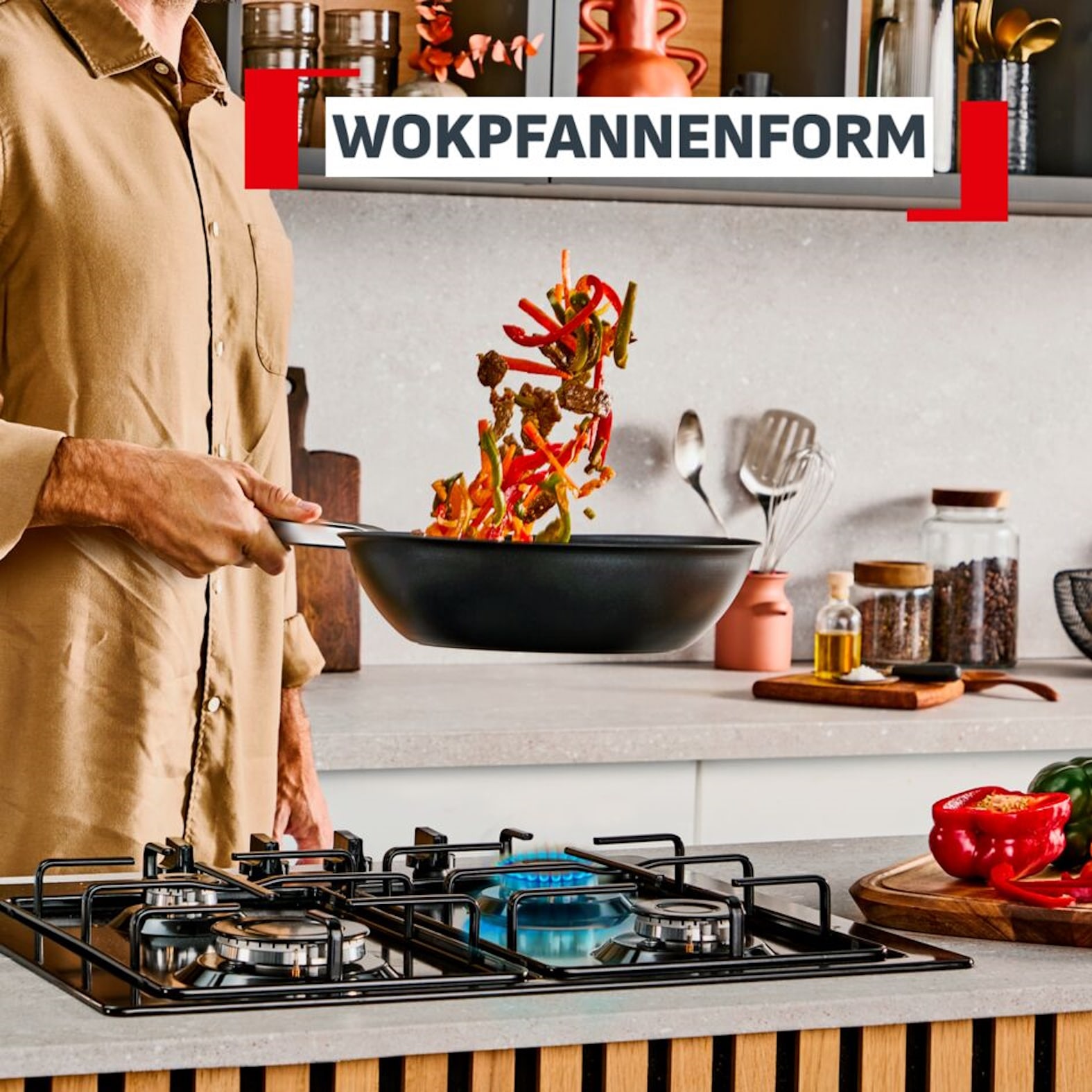 Tefal Wok »Experience Unbreakable« Aluminium 1x Wokpfanne 28 cm, 1 tlg. FusionCore Antihaftversiegelung, Induktion, Temperaturanzeiger