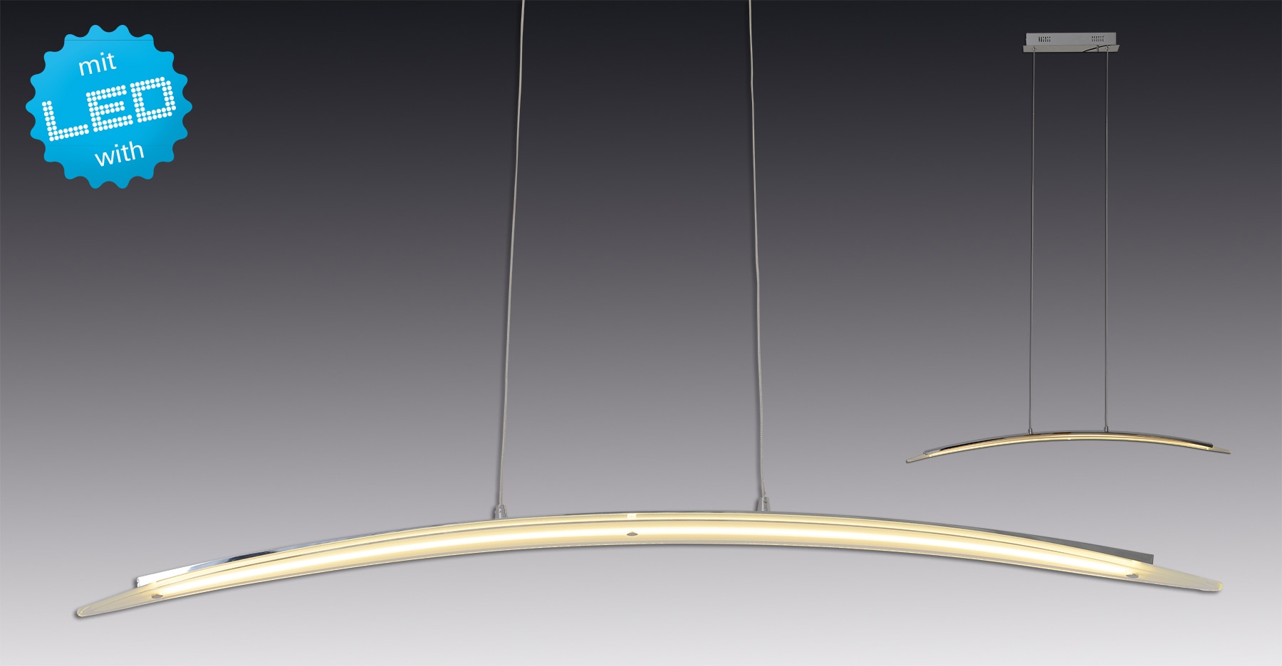 näve LED Pendelleuchte »Surf« LED-Modul 1 Stk. Warmweiß chromfarben, dimmbar mit Phasenan- und -abschnitt Dimmer, L: 100cm