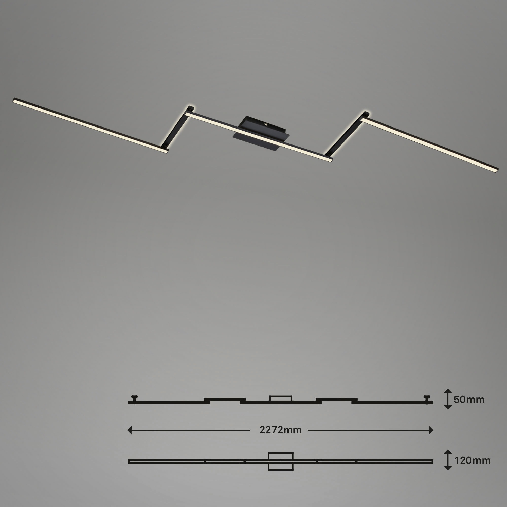 Briloner Leuchten LED Deckenleuchte »3501015 STAFF«, Leuchtmittel LED-Board | LED fest integriert, Deckenlampe, 227,2x12x5cm, Schwarz, 24W, Wohnzimmer, Schlafzimmer